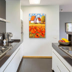 Red Flower Fields Landscape by Cathy Horvath - 24x36 acrylic wall art in a room