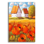 Red Flower Fields Landscape by Cathy Horvath acrylic glass wall art
