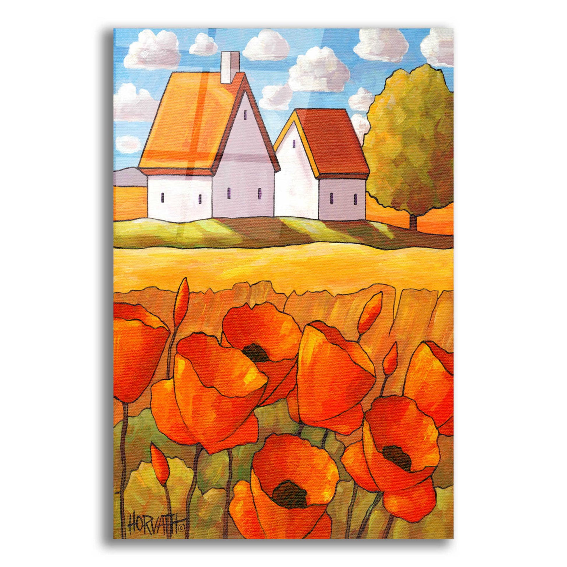 Epic Art 'Red Flower Fields Landscape' by Cathy Horvath-Buchanan, Acrylic Glass Wall Art