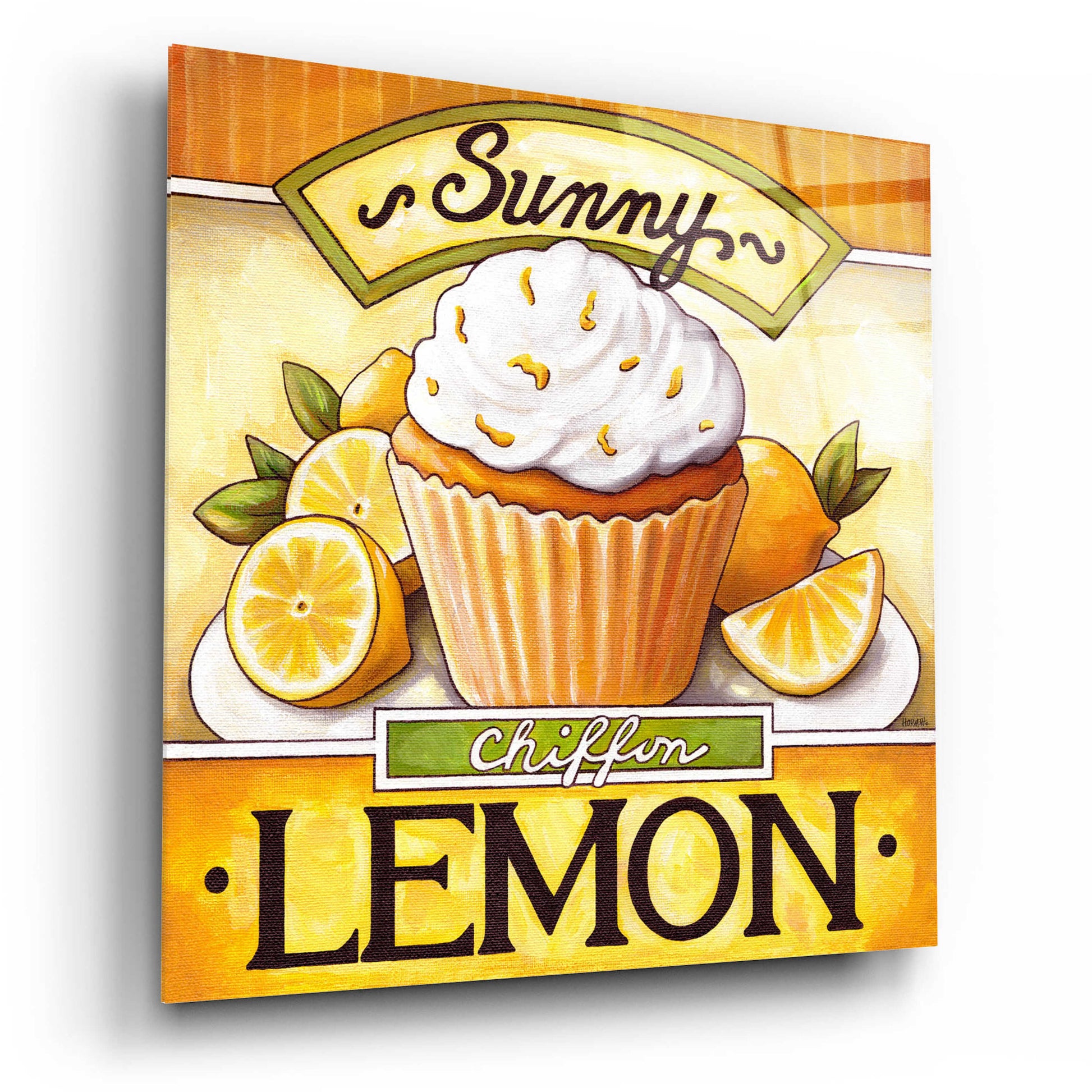 Epic Art 'Cupcake Sunny Lemon Chiffon' by Cathy Horvath-Buchanan, Acrylic Glass Wall Art,12x12