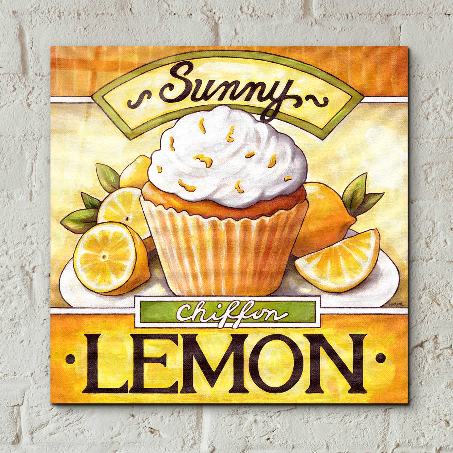 Epic Art 'Cupcake Sunny Lemon Chiffon' by Cathy Horvath-Buchanan, Acrylic Glass Wall Art,12x12