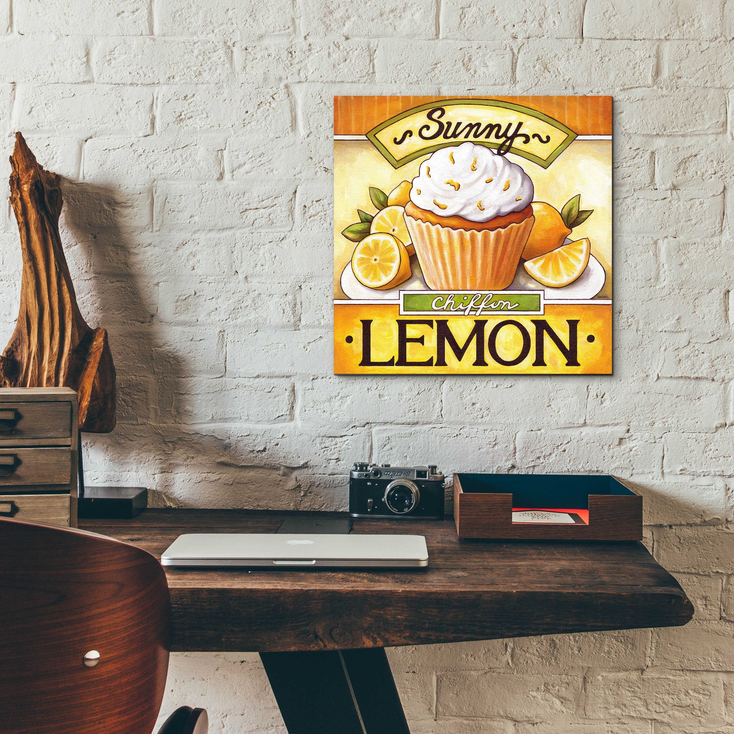 Epic Art 'Cupcake Sunny Lemon Chiffon' by Cathy Horvath-Buchanan, Acrylic Glass Wall Art,12x12