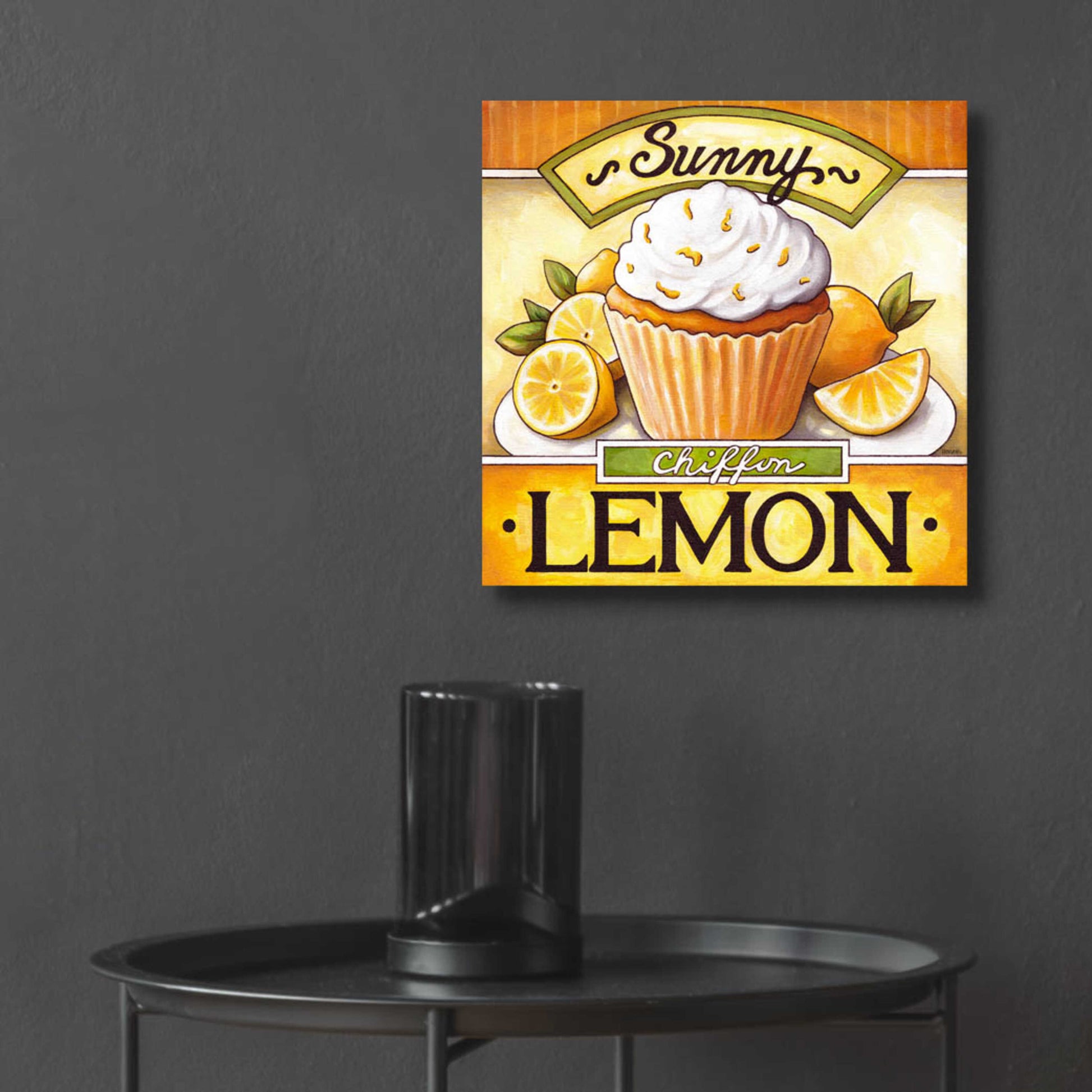 Epic Art 'Cupcake Sunny Lemon Chiffon' by Cathy Horvath-Buchanan, Acrylic Glass Wall Art,12x12