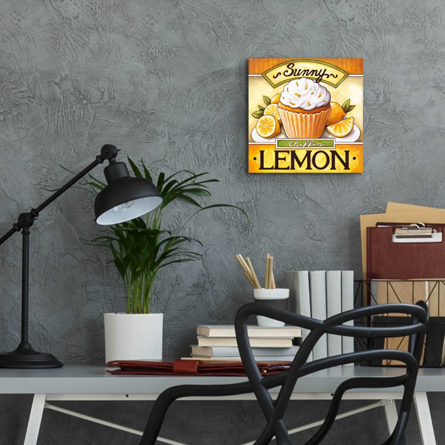 Epic Art 'Cupcake Sunny Lemon Chiffon' by Cathy Horvath-Buchanan, Acrylic Glass Wall Art,12x12