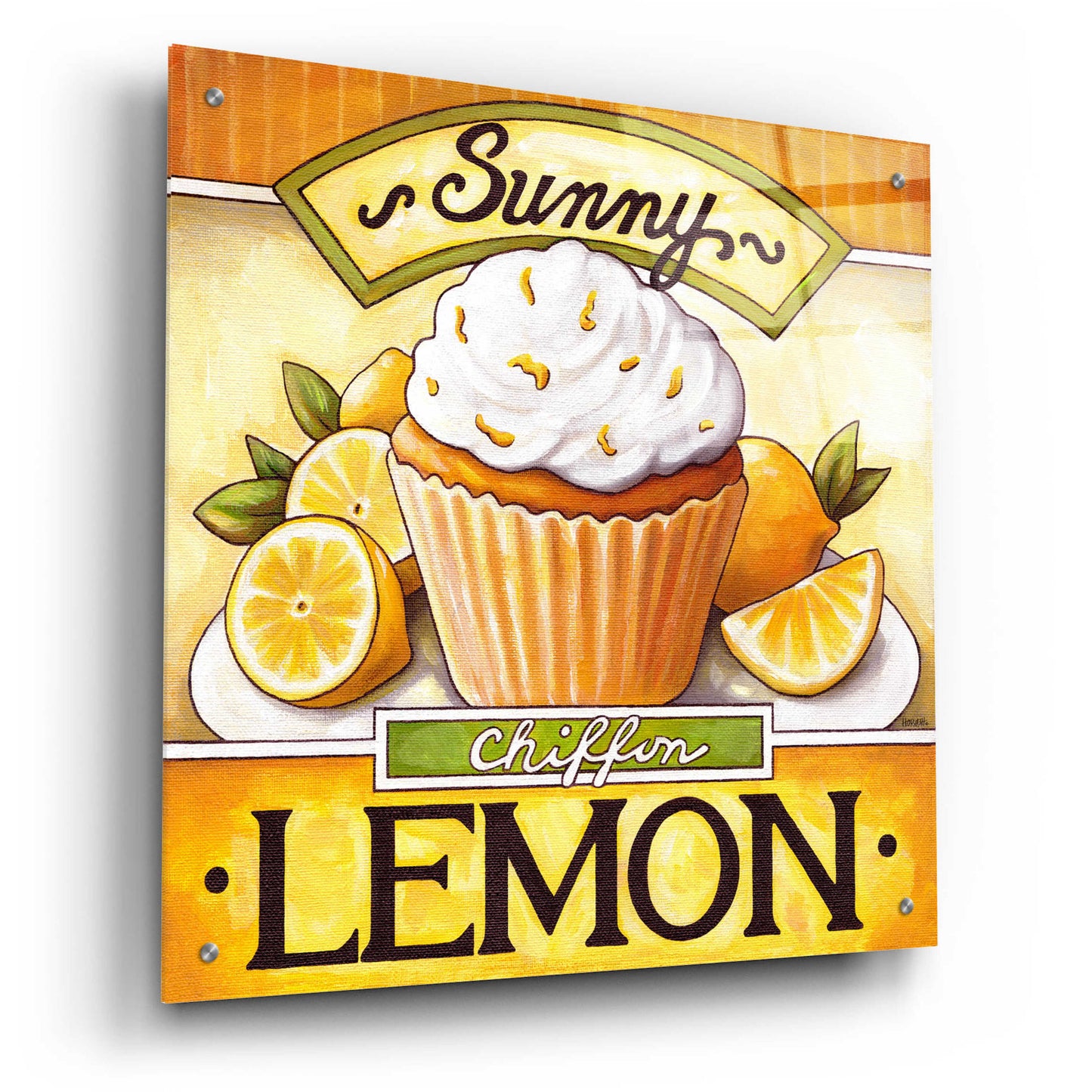 Epic Art 'Cupcake Sunny Lemon Chiffon' by Cathy Horvath-Buchanan, Acrylic Glass Wall Art,24x24