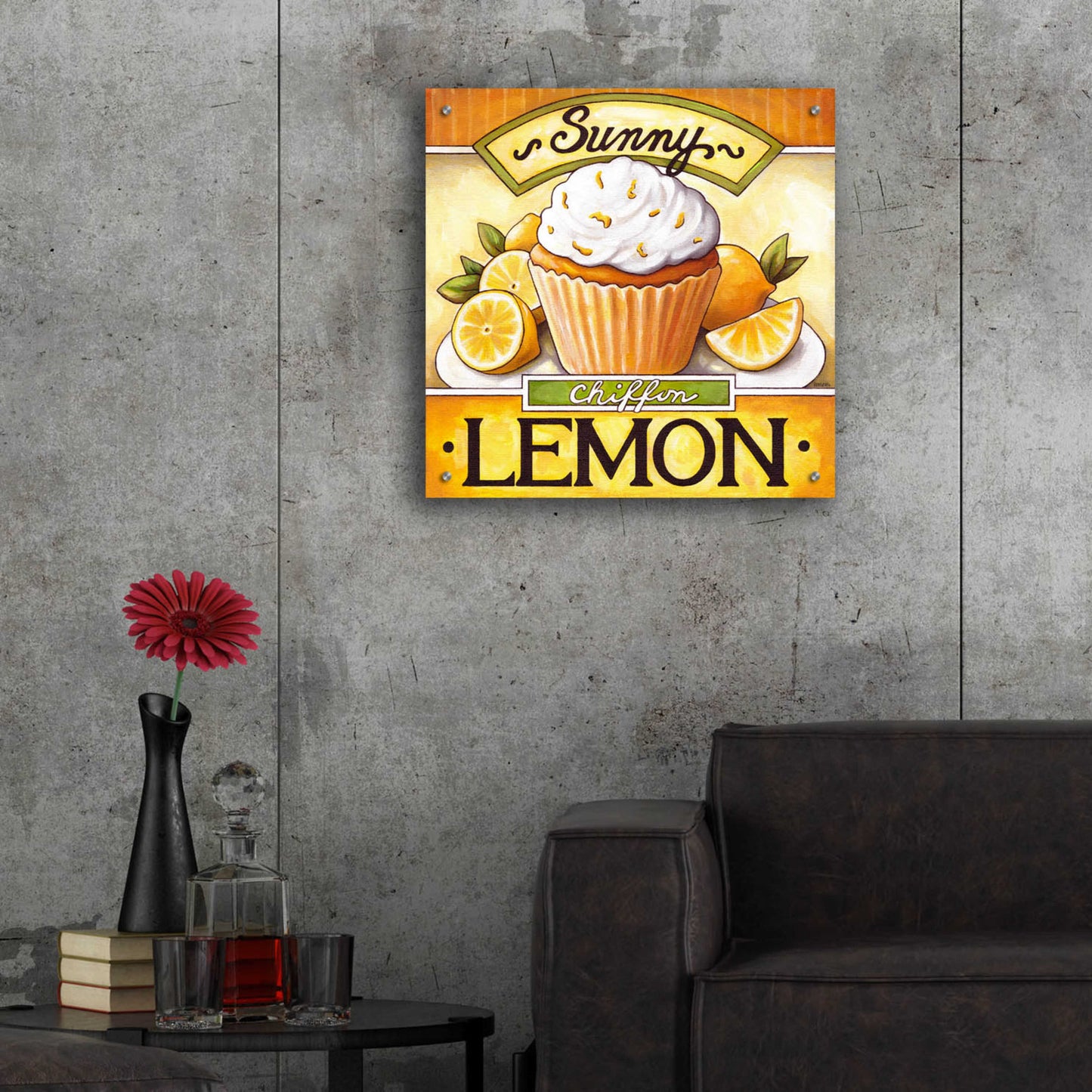 Epic Art 'Cupcake Sunny Lemon Chiffon' by Cathy Horvath-Buchanan, Acrylic Glass Wall Art,24x24