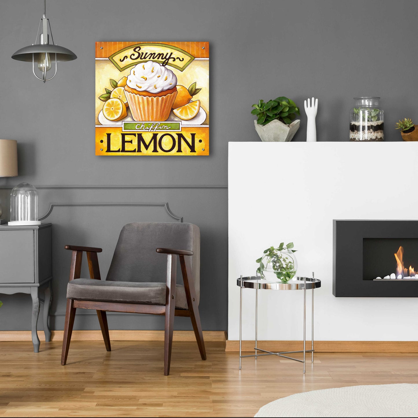 Epic Art 'Cupcake Sunny Lemon Chiffon' by Cathy Horvath-Buchanan, Acrylic Glass Wall Art,24x24