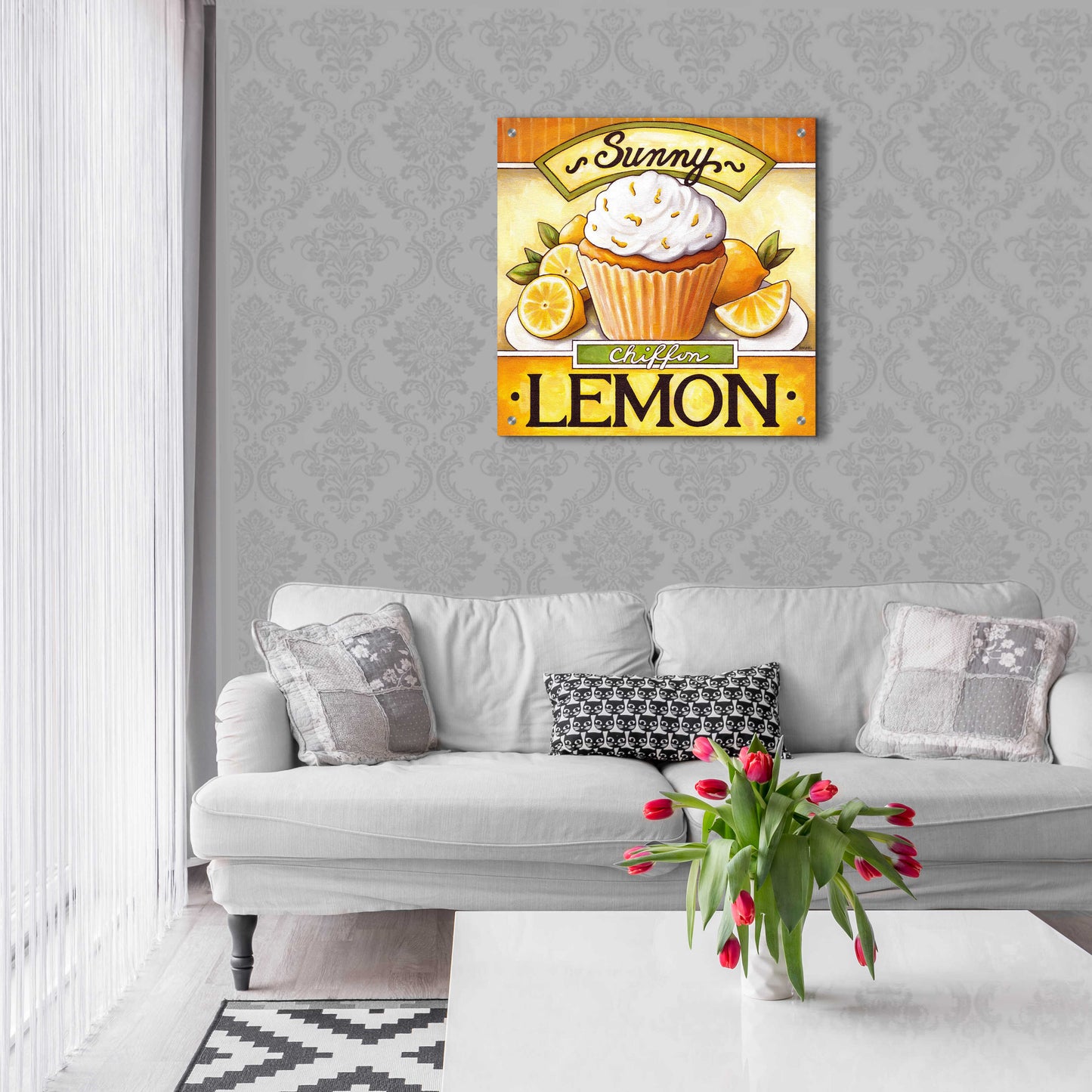 Epic Art 'Cupcake Sunny Lemon Chiffon' by Cathy Horvath-Buchanan, Acrylic Glass Wall Art,24x24