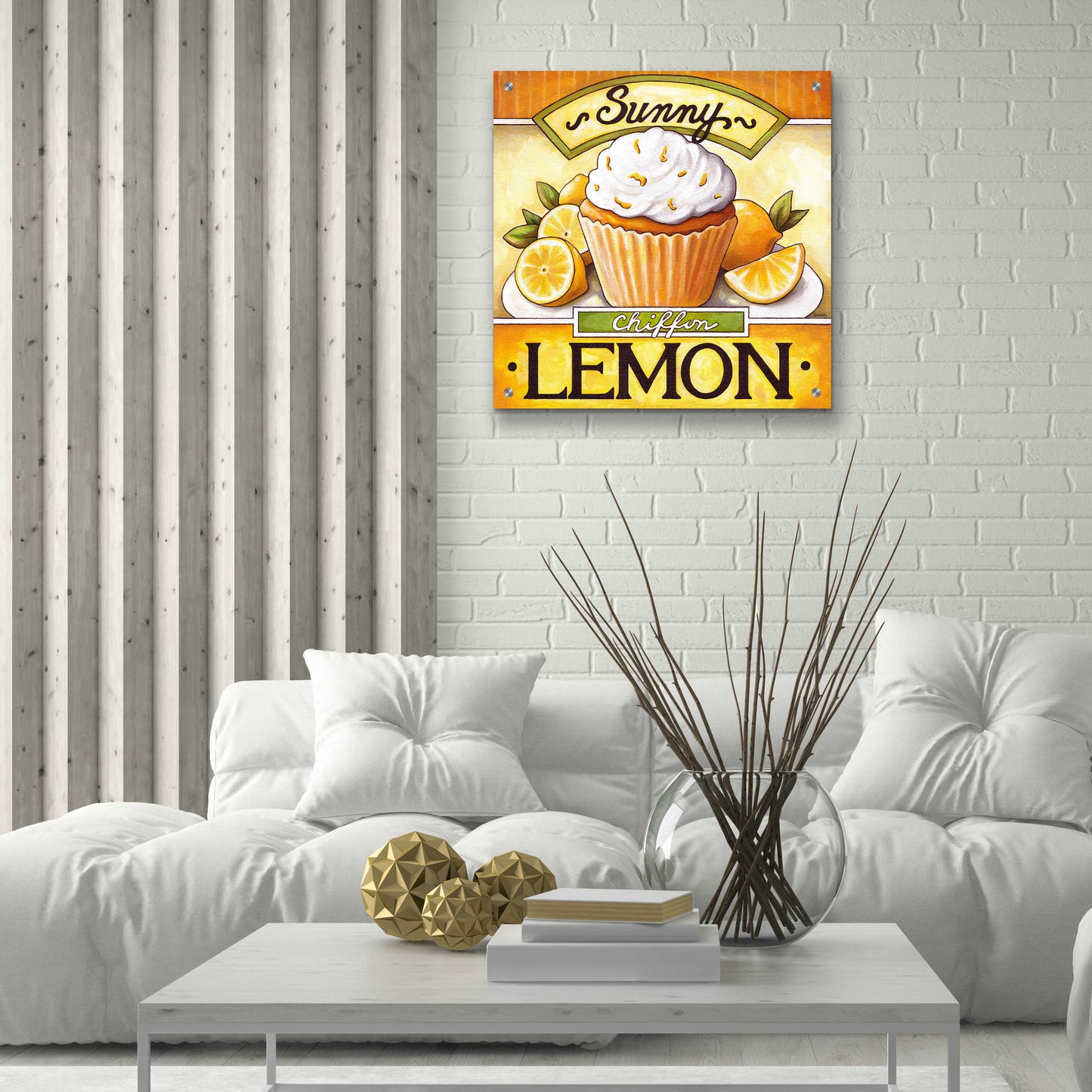 Epic Art 'Cupcake Sunny Lemon Chiffon' by Cathy Horvath-Buchanan, Acrylic Glass Wall Art,24x24