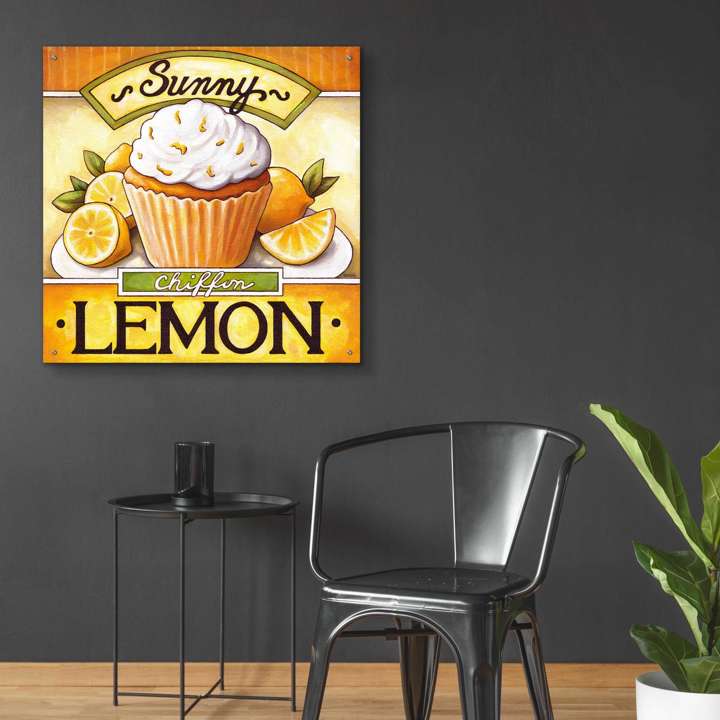 Epic Art 'Cupcake Sunny Lemon Chiffon' by Cathy Horvath-Buchanan, Acrylic Glass Wall Art,36x36