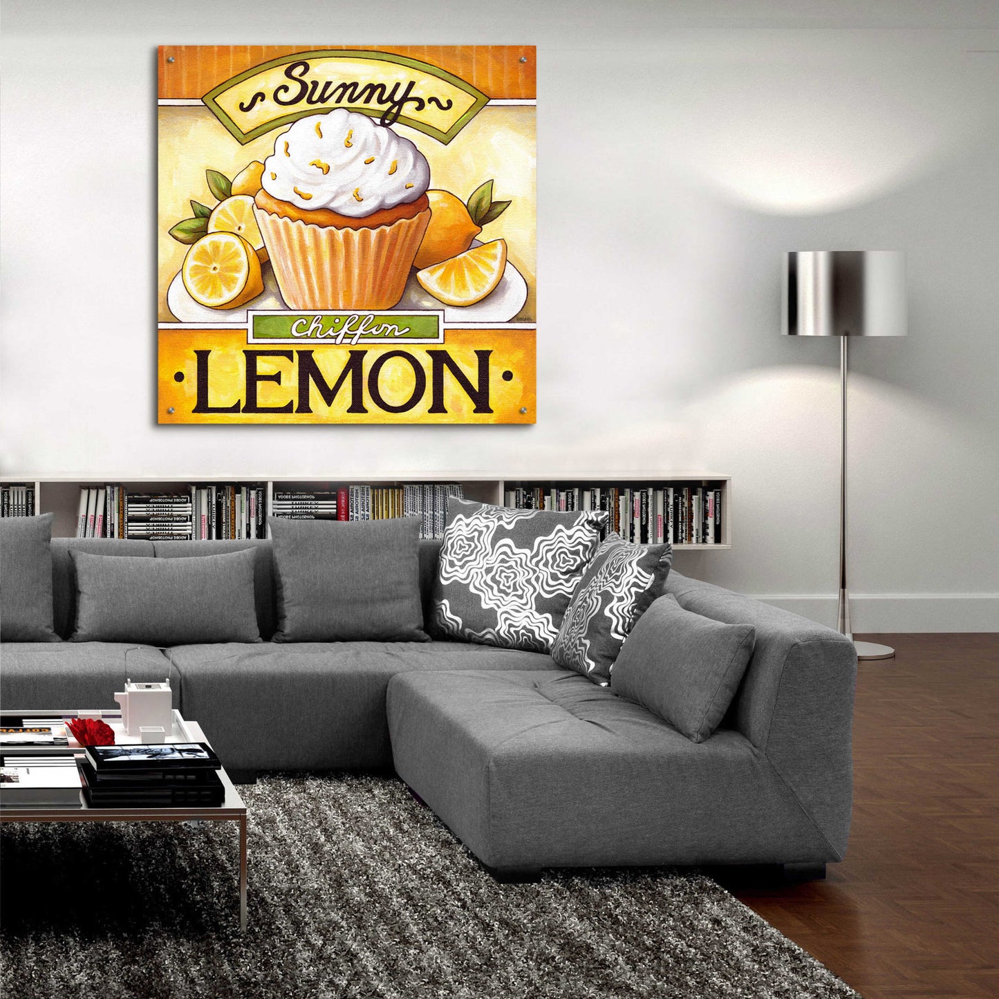 Epic Art 'Cupcake Sunny Lemon Chiffon' by Cathy Horvath-Buchanan, Acrylic Glass Wall Art,36x36