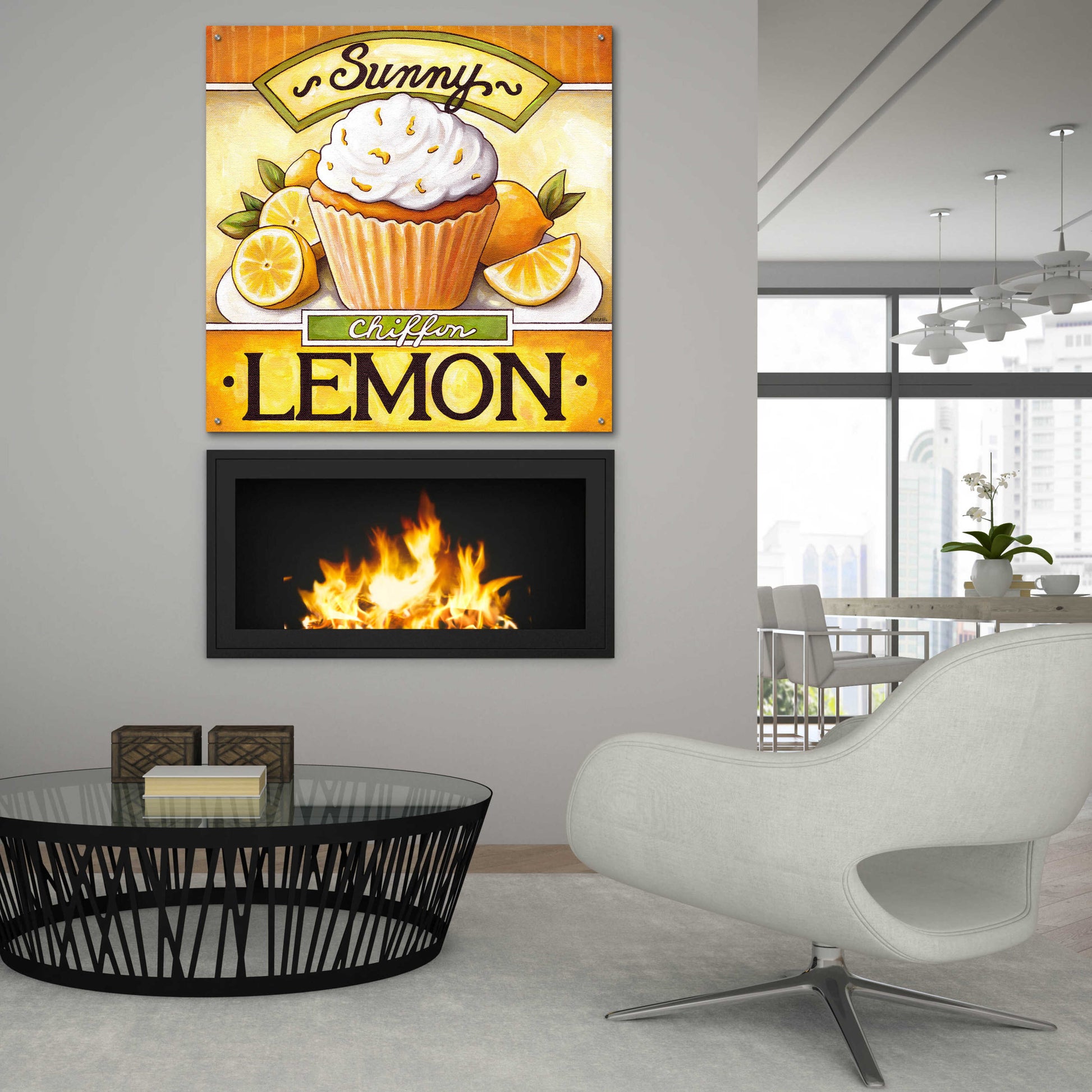 Epic Art 'Cupcake Sunny Lemon Chiffon' by Cathy Horvath-Buchanan, Acrylic Glass Wall Art,36x36