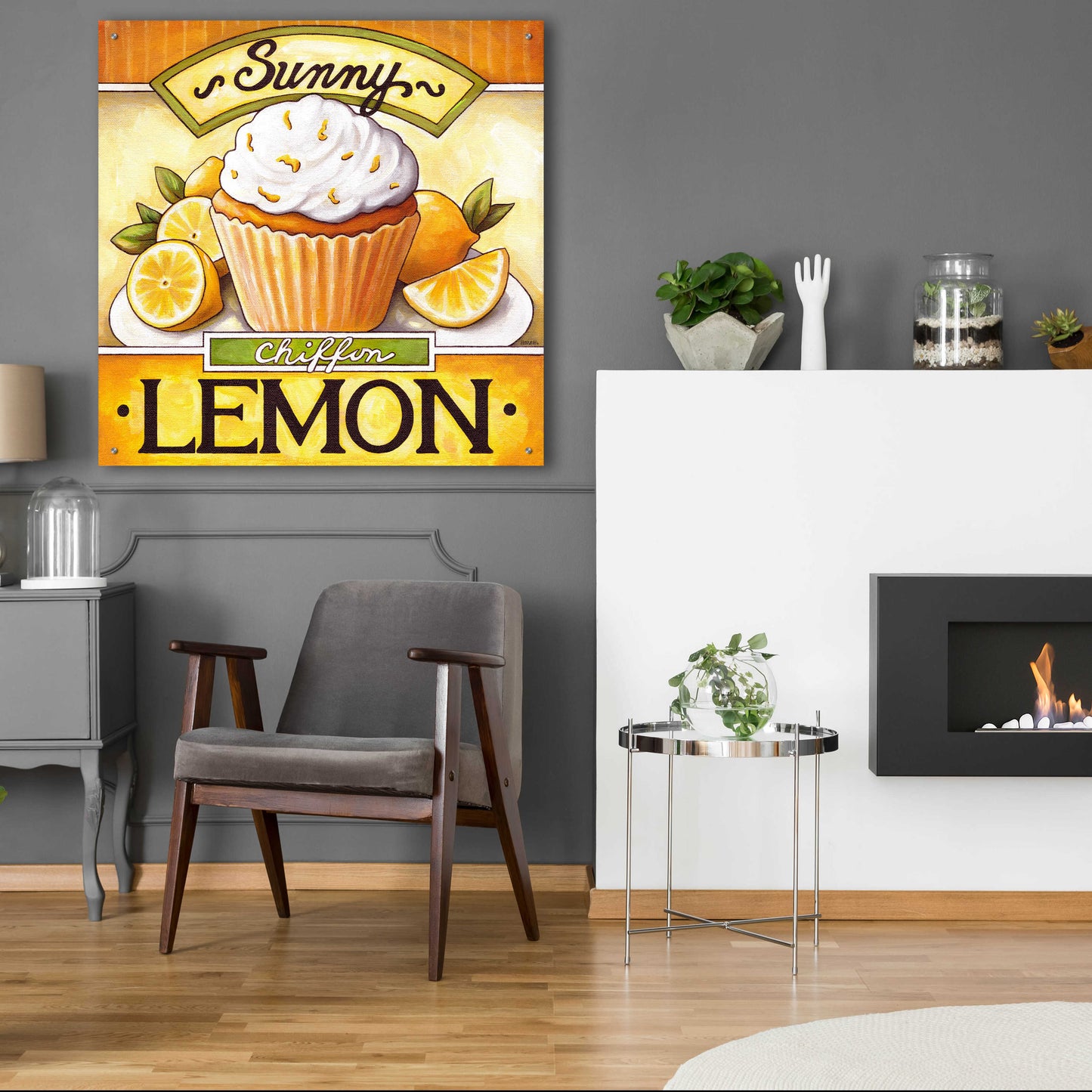 Epic Art 'Cupcake Sunny Lemon Chiffon' by Cathy Horvath-Buchanan, Acrylic Glass Wall Art,36x36