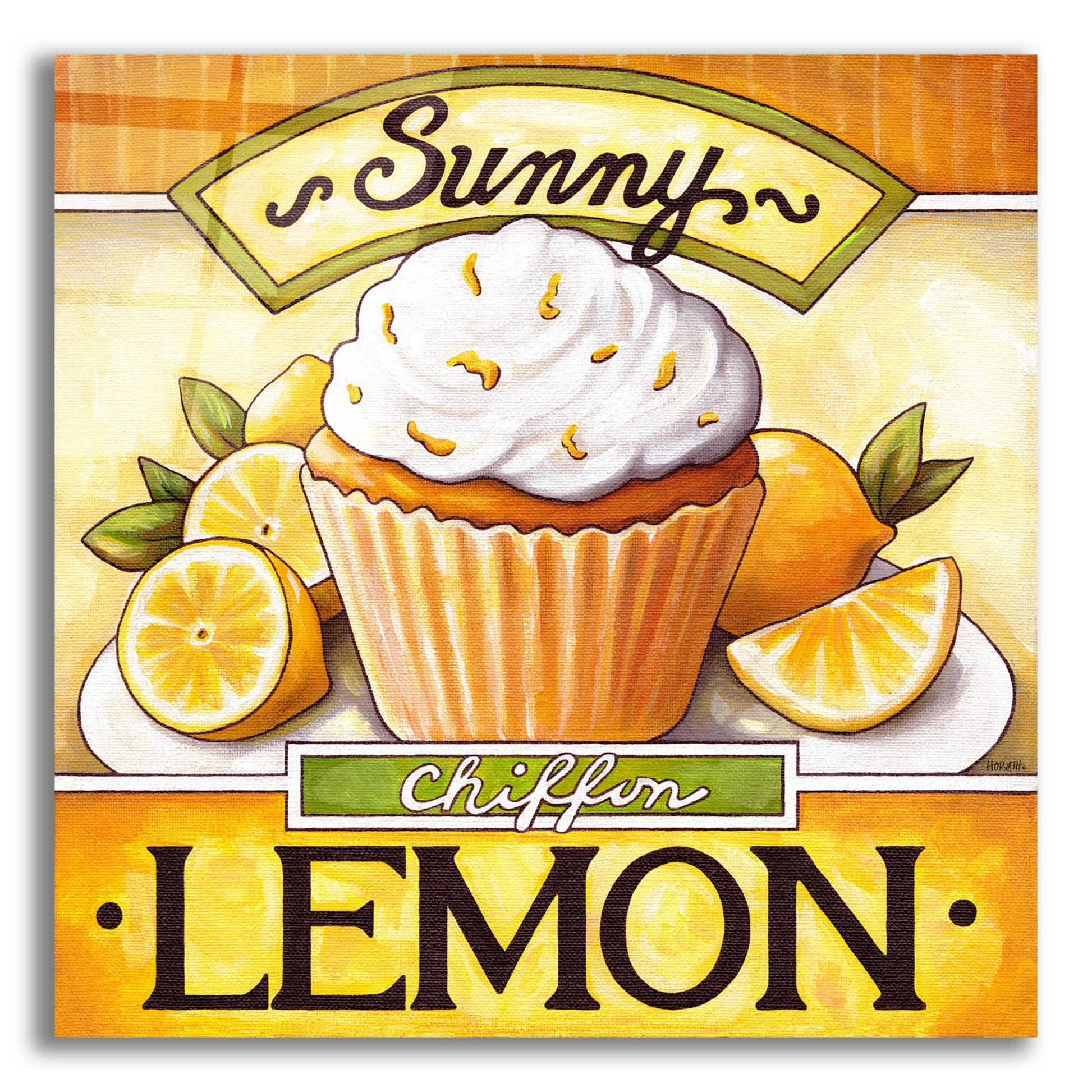 Epic Art 'Cupcake Sunny Lemon Chiffon' by Cathy Horvath-Buchanan, Acrylic Glass Wall Art