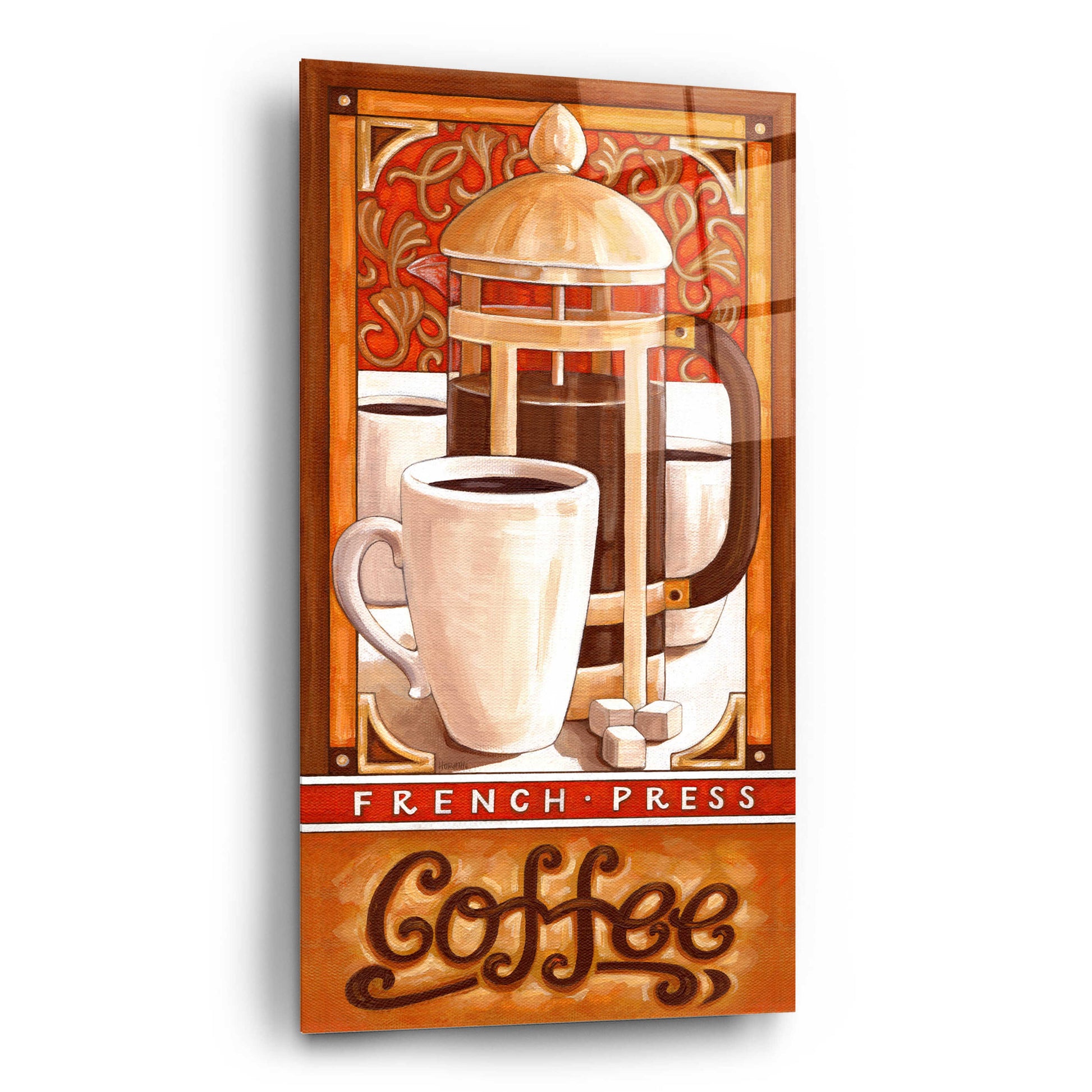 Epic Art 'French Press Coffee' by Cathy Horvath-Buchanan, Acrylic Glass Wall Art,12x24