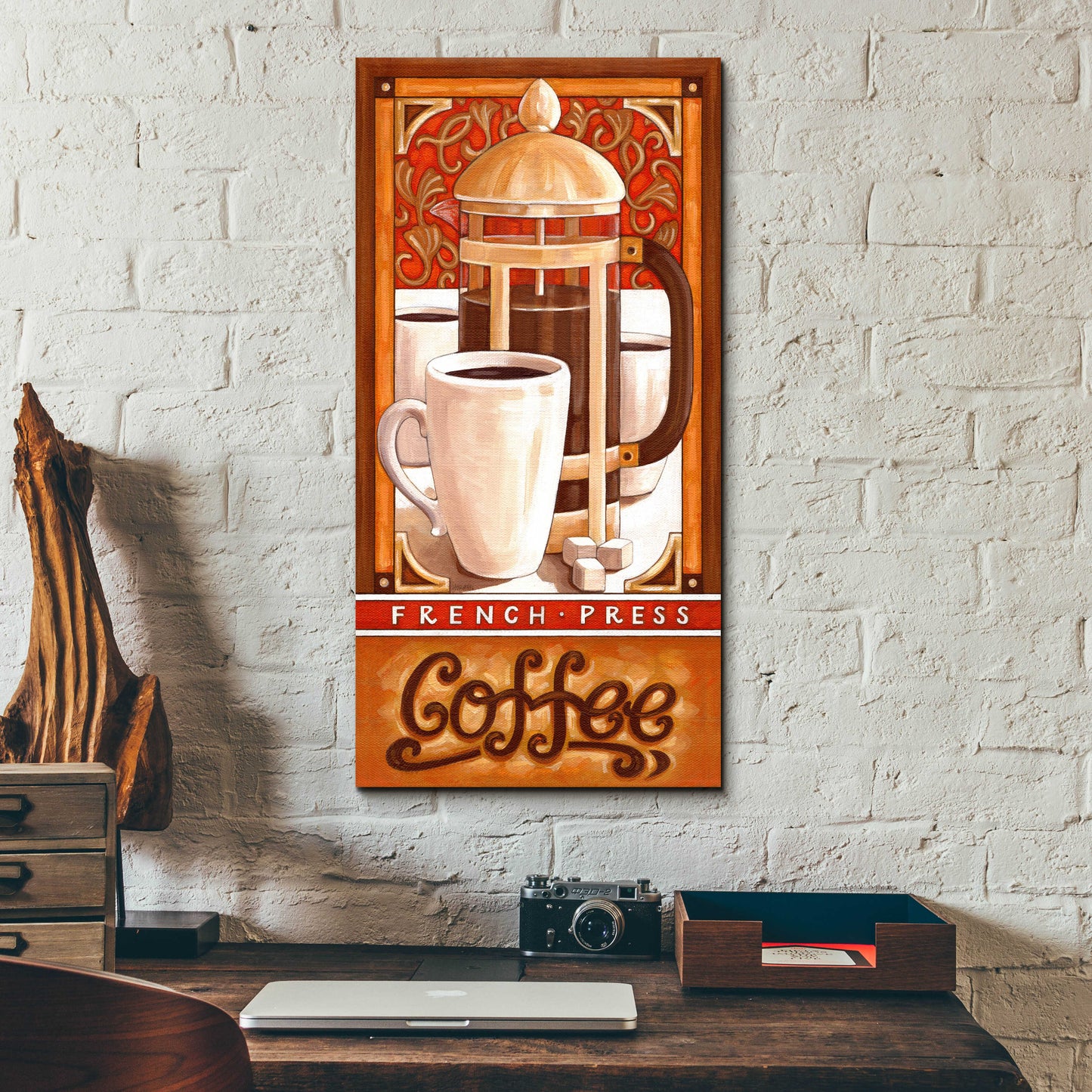 Epic Art 'French Press Coffee' by Cathy Horvath-Buchanan, Acrylic Glass Wall Art,12x24