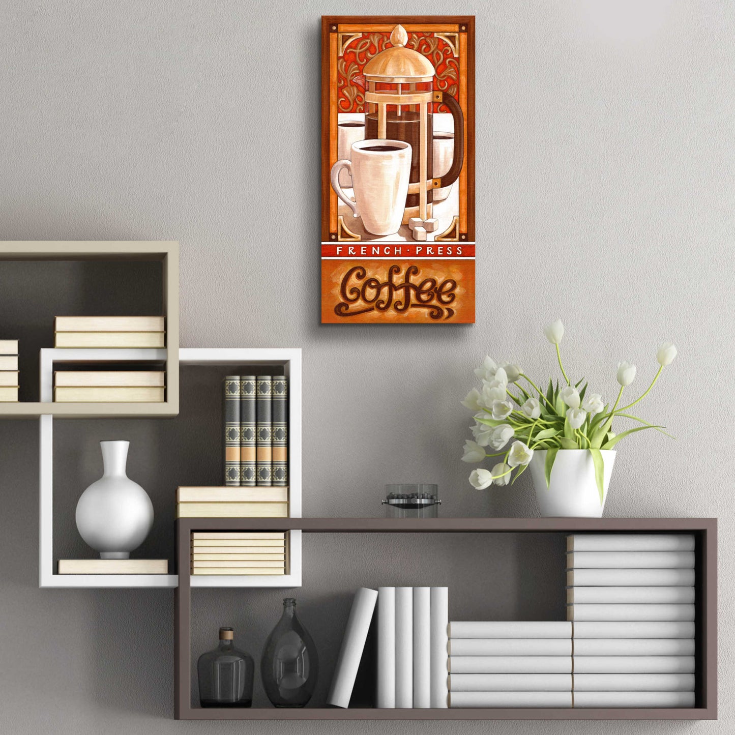 Epic Art 'French Press Coffee' by Cathy Horvath-Buchanan, Acrylic Glass Wall Art,12x24