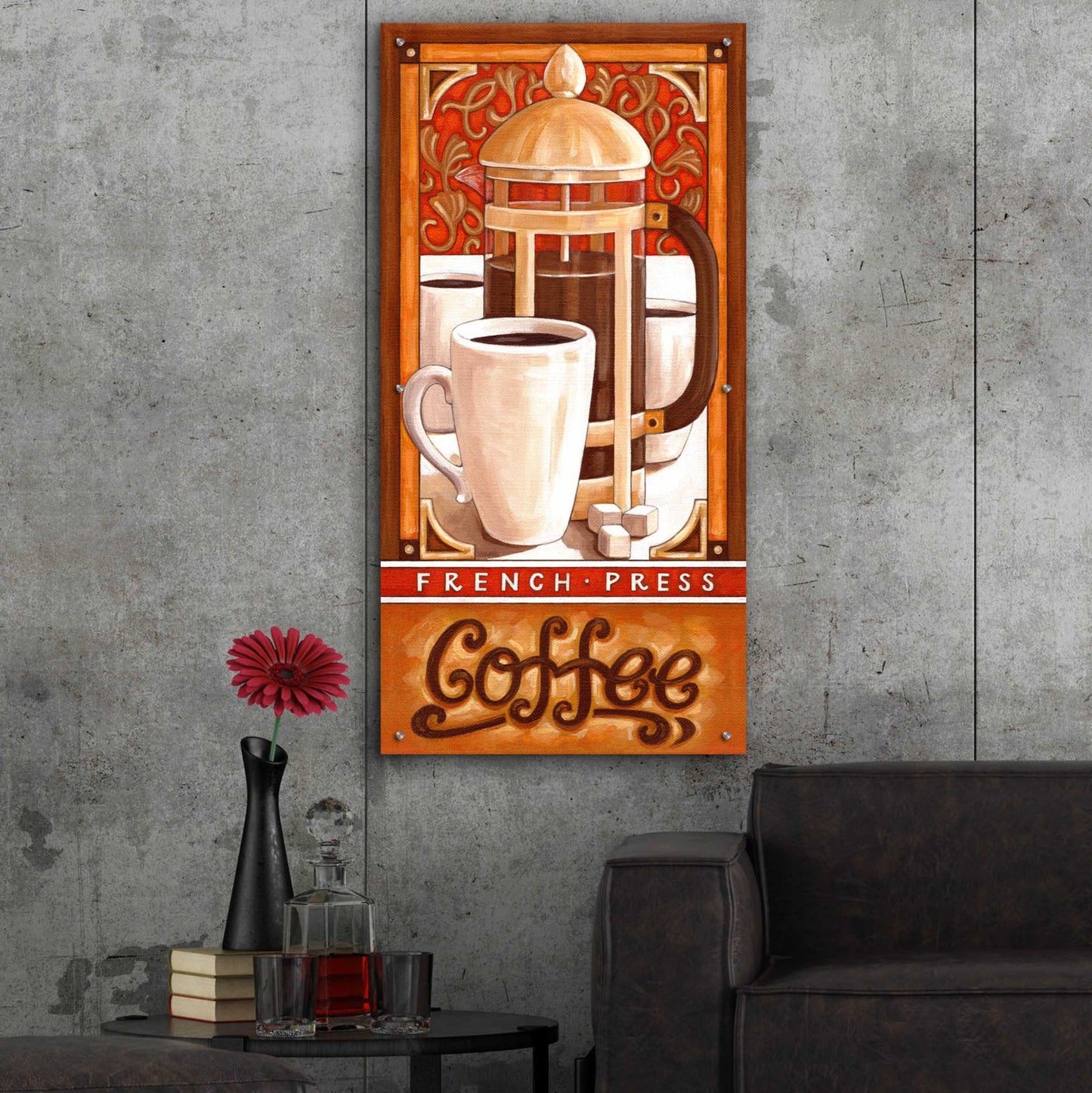 Epic Art 'French Press Coffee' by Cathy Horvath-Buchanan, Acrylic Glass Wall Art,24x48