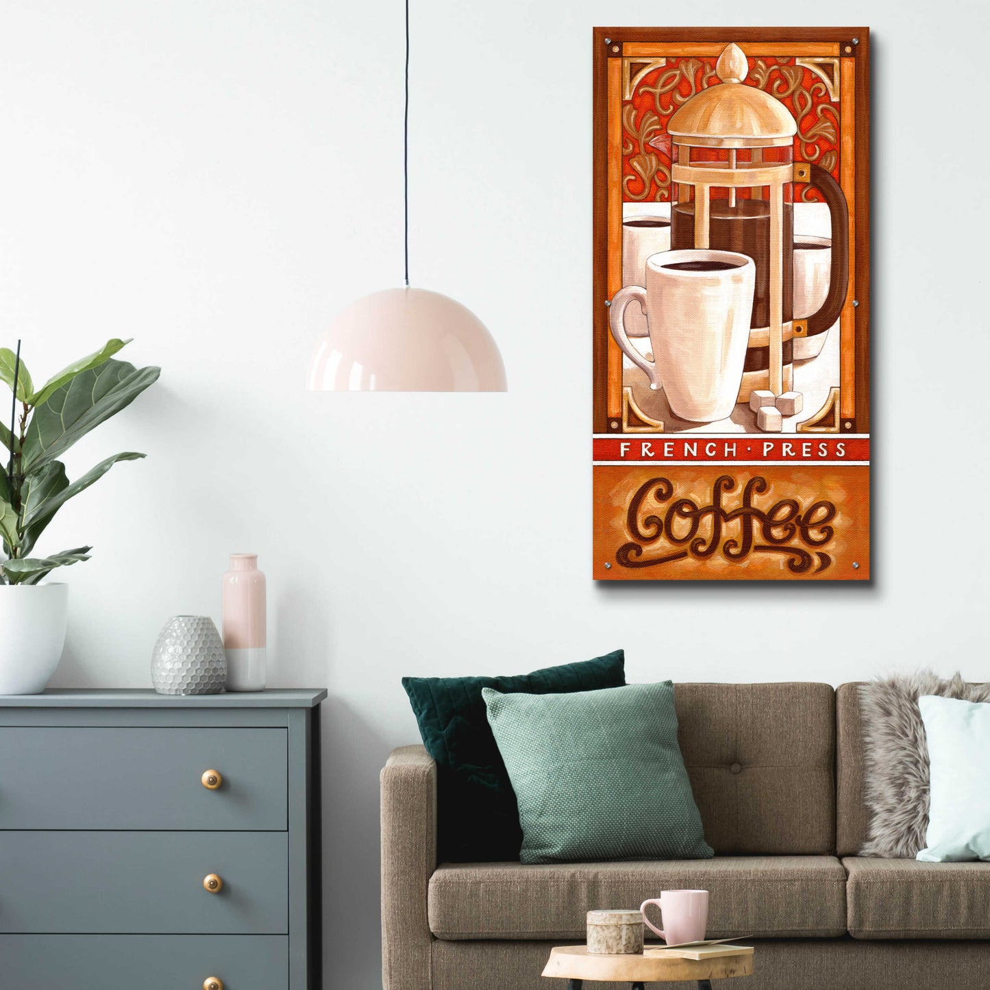 Epic Art 'French Press Coffee' by Cathy Horvath-Buchanan, Acrylic Glass Wall Art,24x48