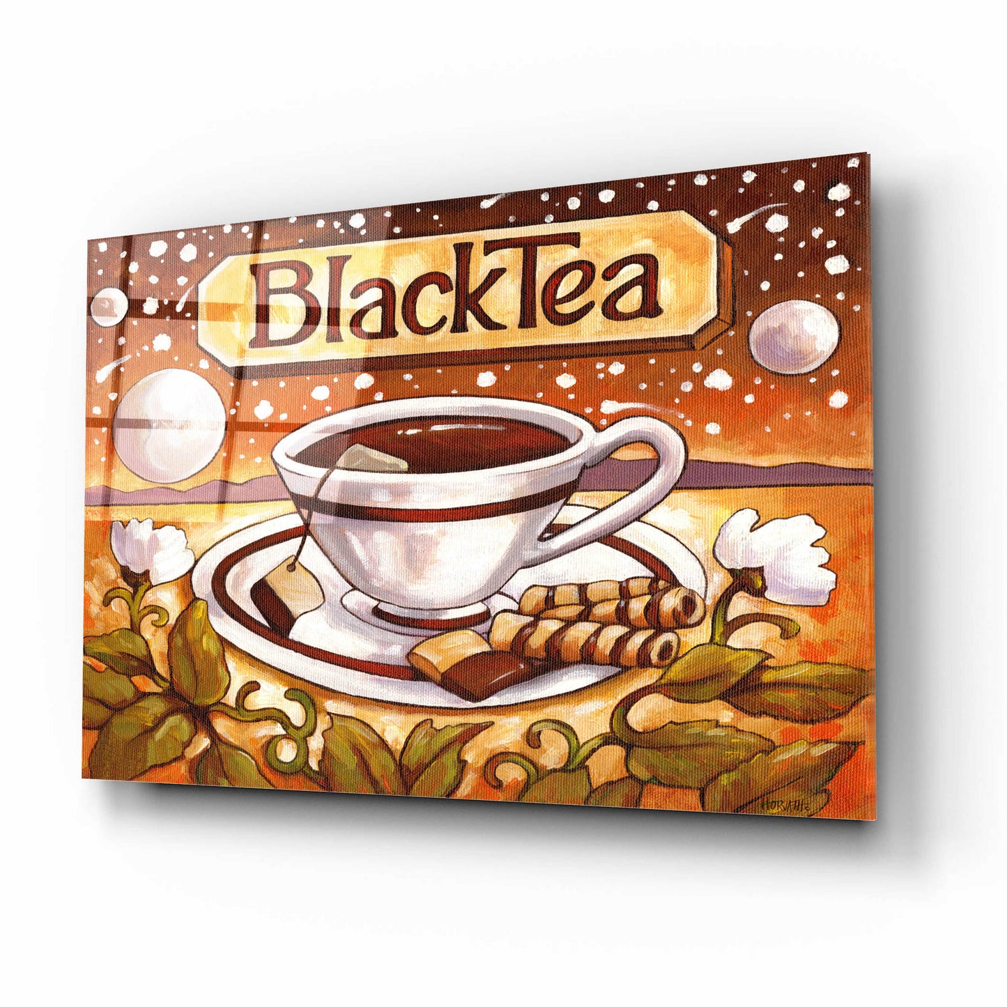 Epic Art 'Tea Time Black Tea' by Cathy Horvath-Buchanan, Acrylic Glass Wall Art,16x12