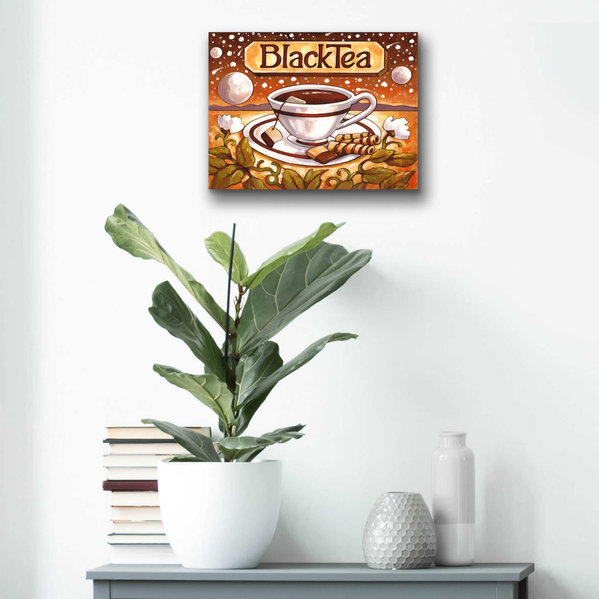 Epic Art 'Tea Time Black Tea' by Cathy Horvath-Buchanan, Acrylic Glass Wall Art,16x12