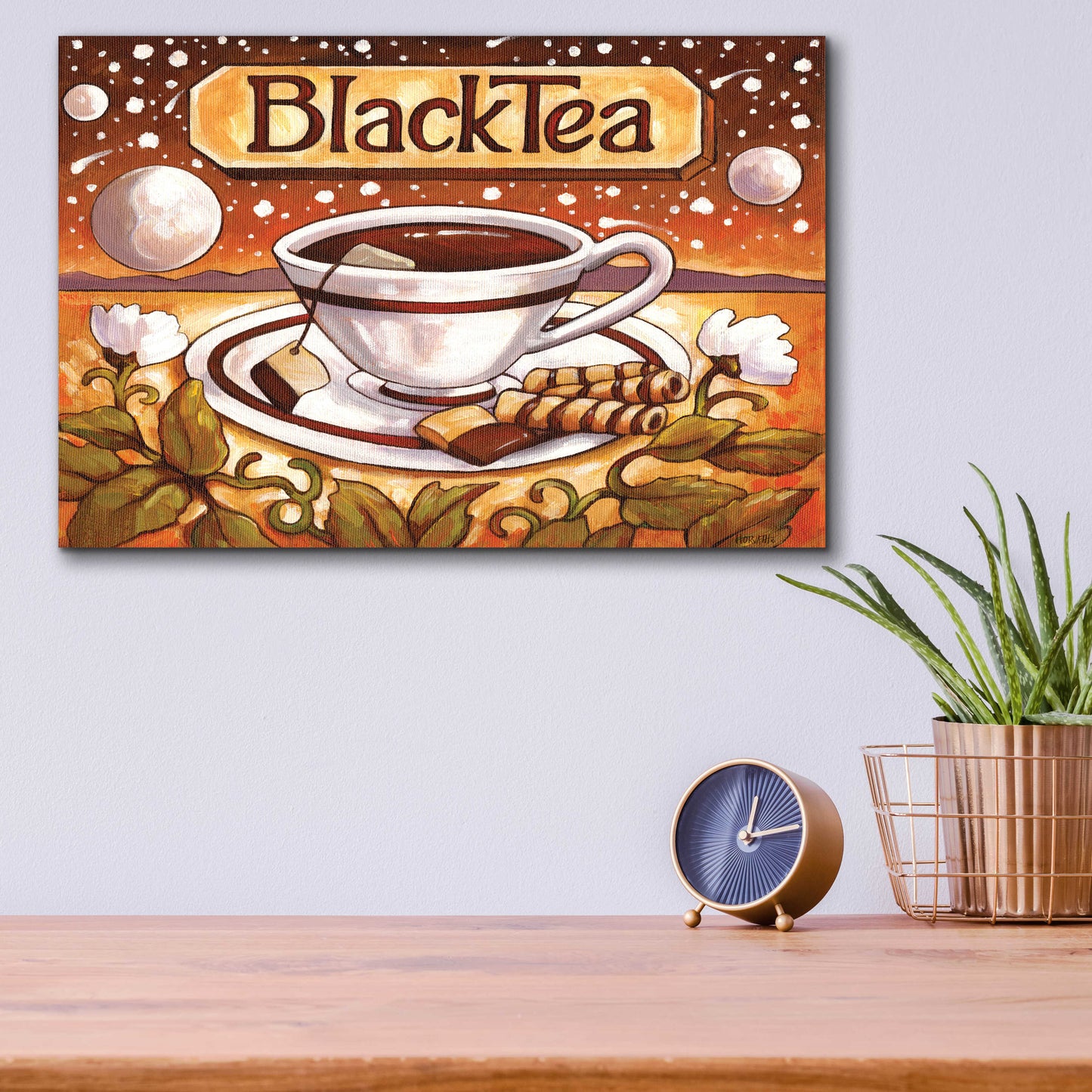 Epic Art 'Tea Time Black Tea' by Cathy Horvath-Buchanan, Acrylic Glass Wall Art,16x12