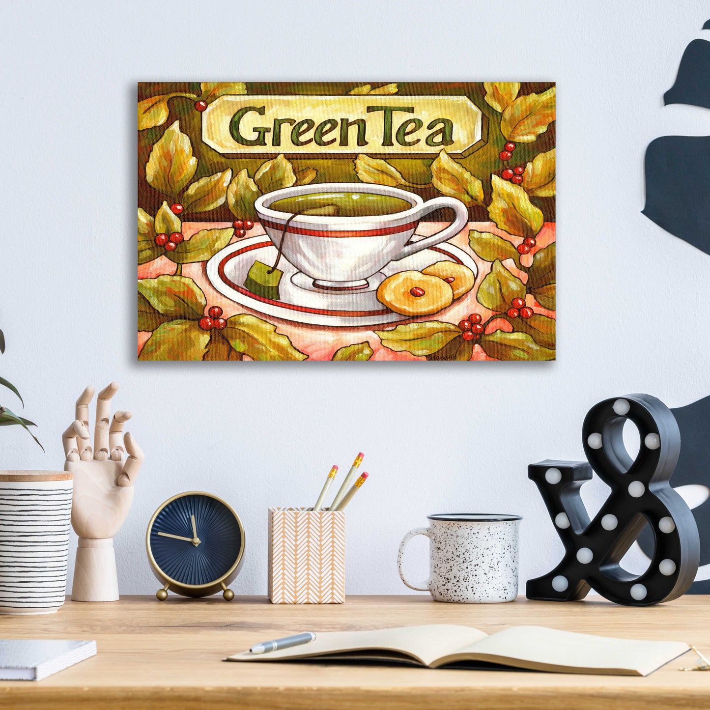 Epic Art 'Tea Time Green Tea' by Cathy Horvath-Buchanan, Acrylic Glass Wall Art,16x12