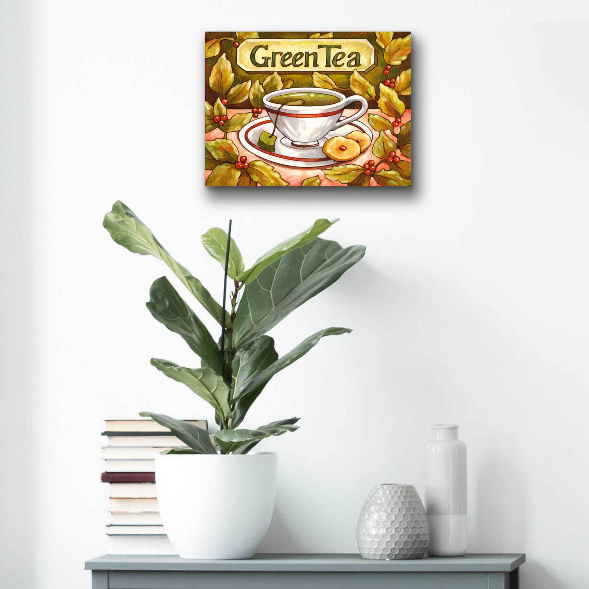 Epic Art 'Tea Time Green Tea' by Cathy Horvath-Buchanan, Acrylic Glass Wall Art,16x12