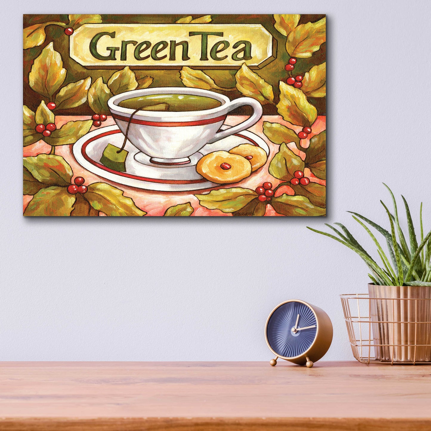 Epic Art 'Tea Time Green Tea' by Cathy Horvath-Buchanan, Acrylic Glass Wall Art,16x12