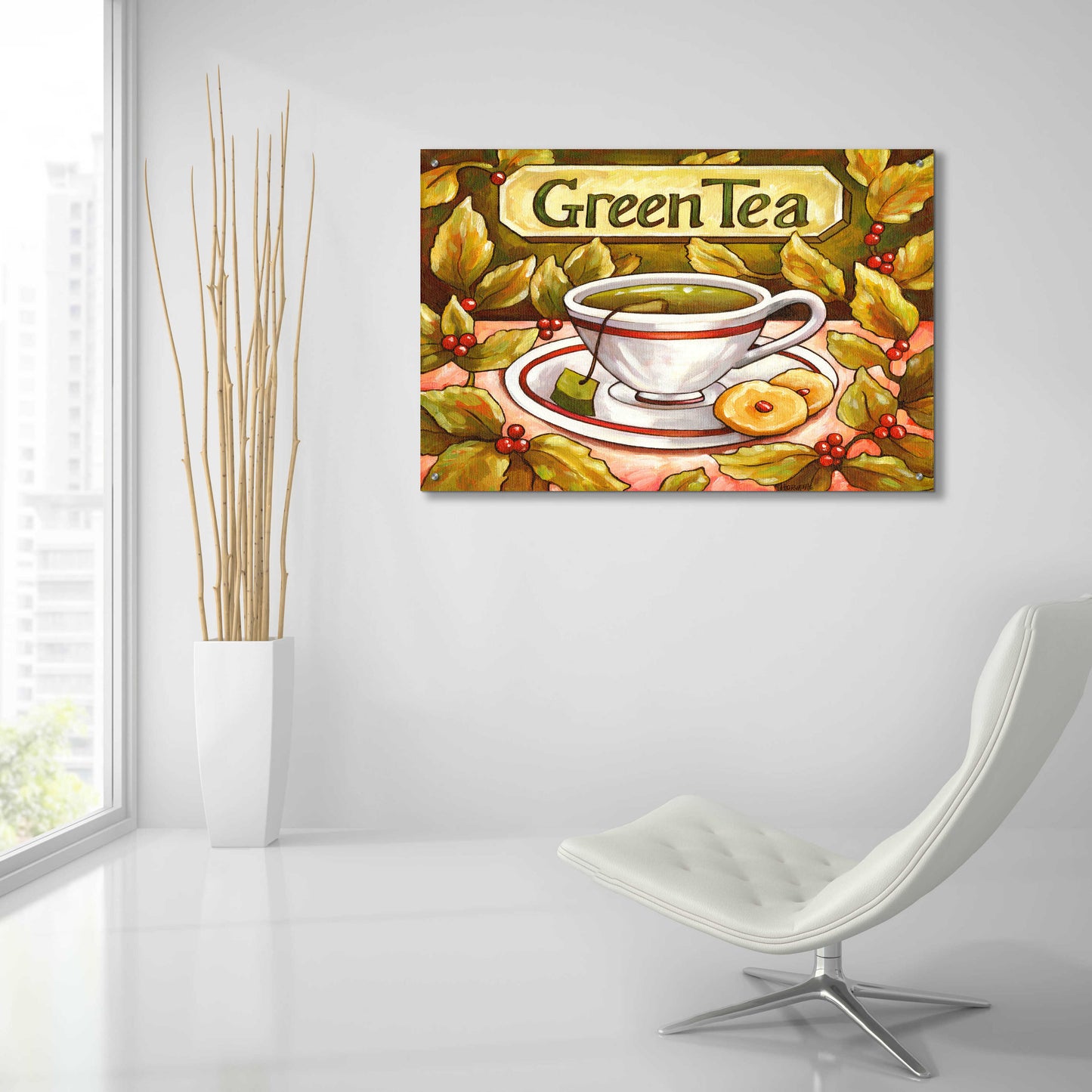 Epic Art 'Tea Time Green Tea' by Cathy Horvath-Buchanan, Acrylic Glass Wall Art,36x24