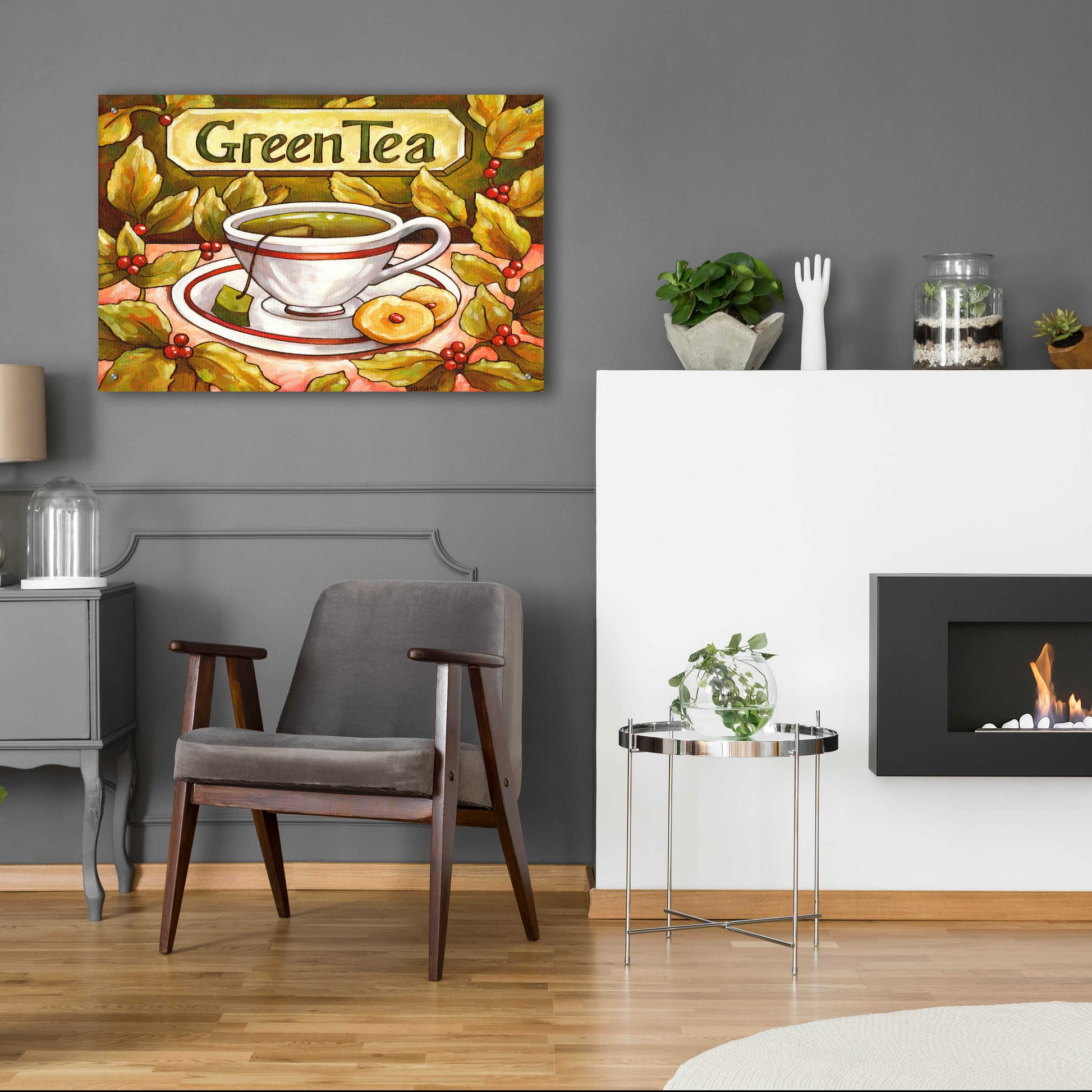 Epic Art 'Tea Time Green Tea' by Cathy Horvath-Buchanan, Acrylic Glass Wall Art,36x24