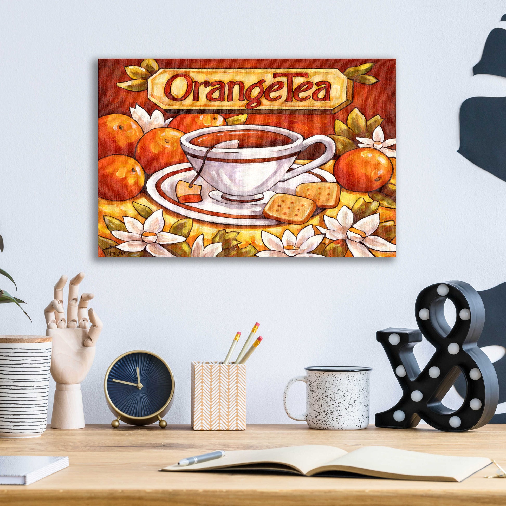 Epic Art 'Tea Time Orange Tea' by Cathy Horvath-Buchanan, Acrylic Glass Wall Art,16x12