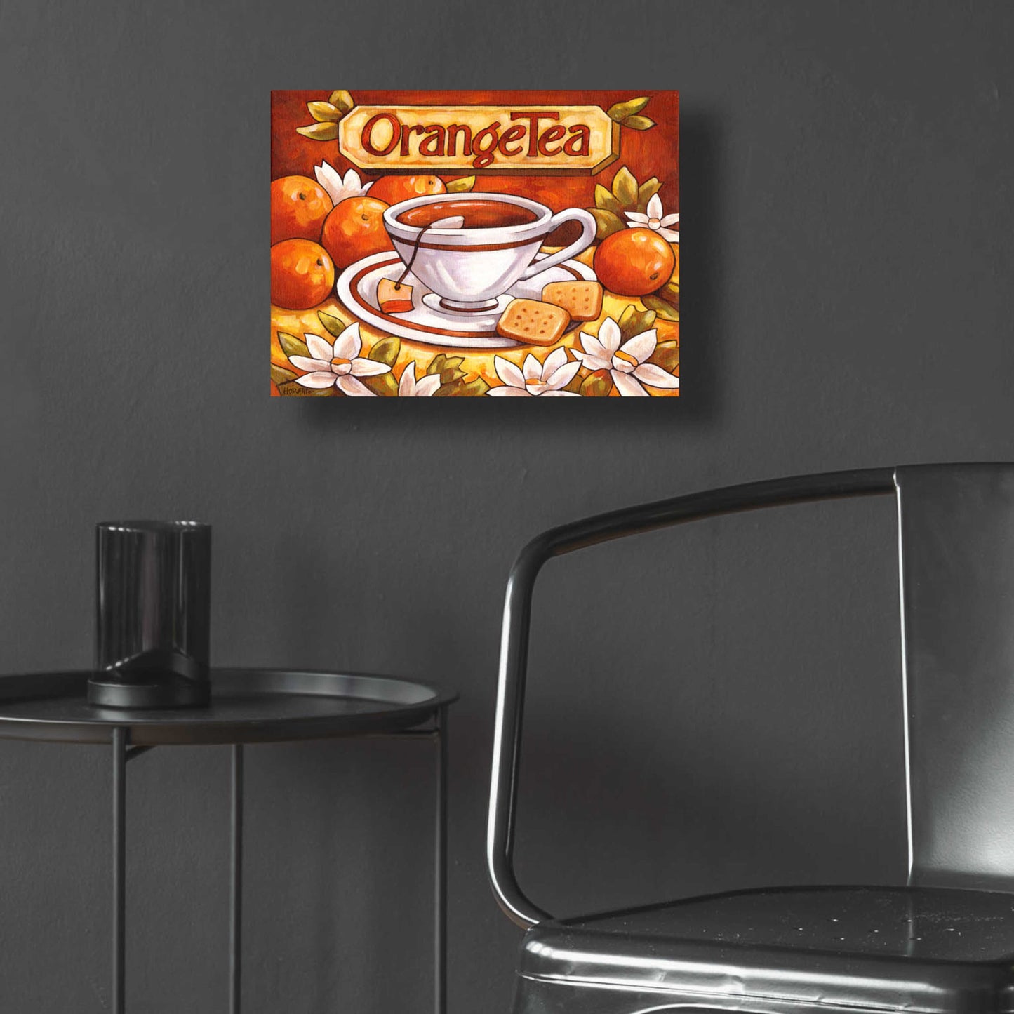 Epic Art 'Tea Time Orange Tea' by Cathy Horvath-Buchanan, Acrylic Glass Wall Art,16x12