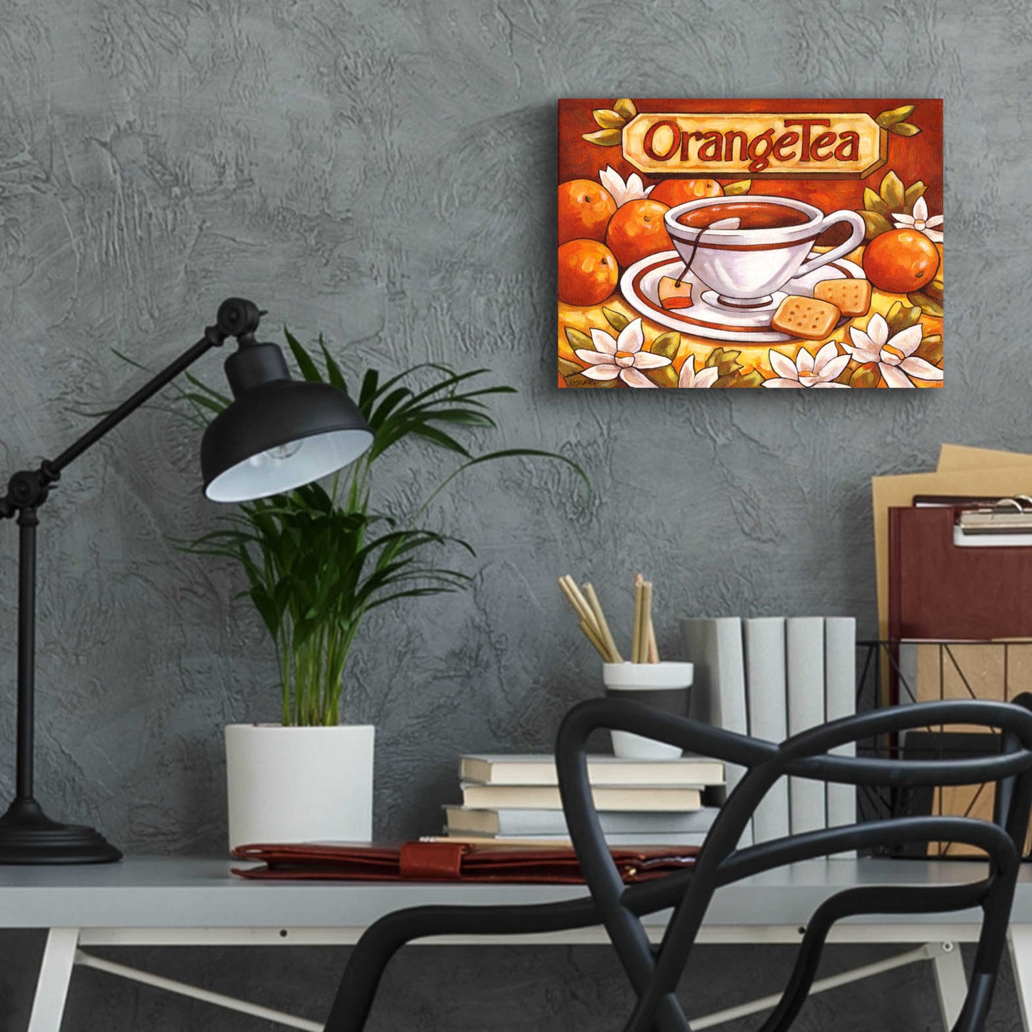 Epic Art 'Tea Time Orange Tea' by Cathy Horvath-Buchanan, Acrylic Glass Wall Art,16x12