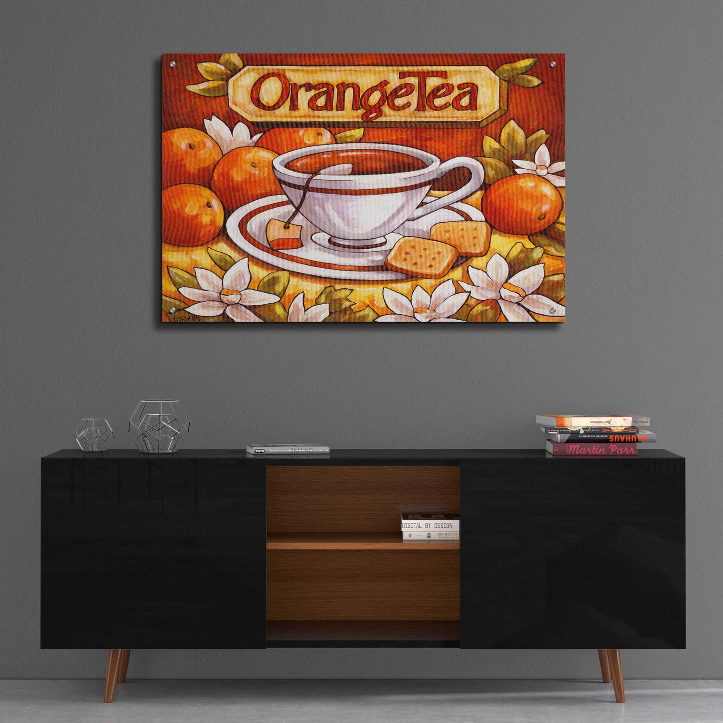 Epic Art 'Tea Time Orange Tea' by Cathy Horvath-Buchanan, Acrylic Glass Wall Art,36x24