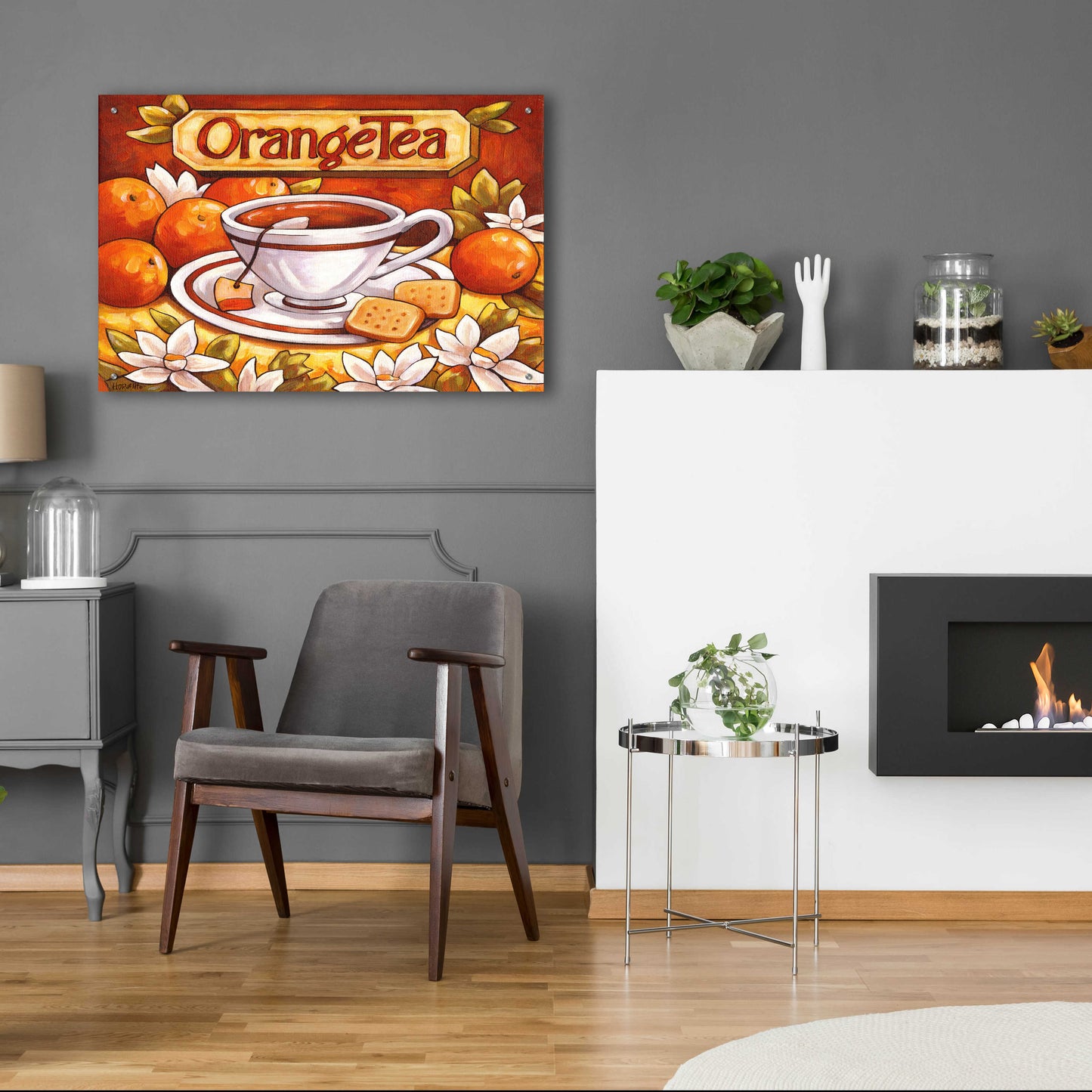 Epic Art 'Tea Time Orange Tea' by Cathy Horvath-Buchanan, Acrylic Glass Wall Art,36x24