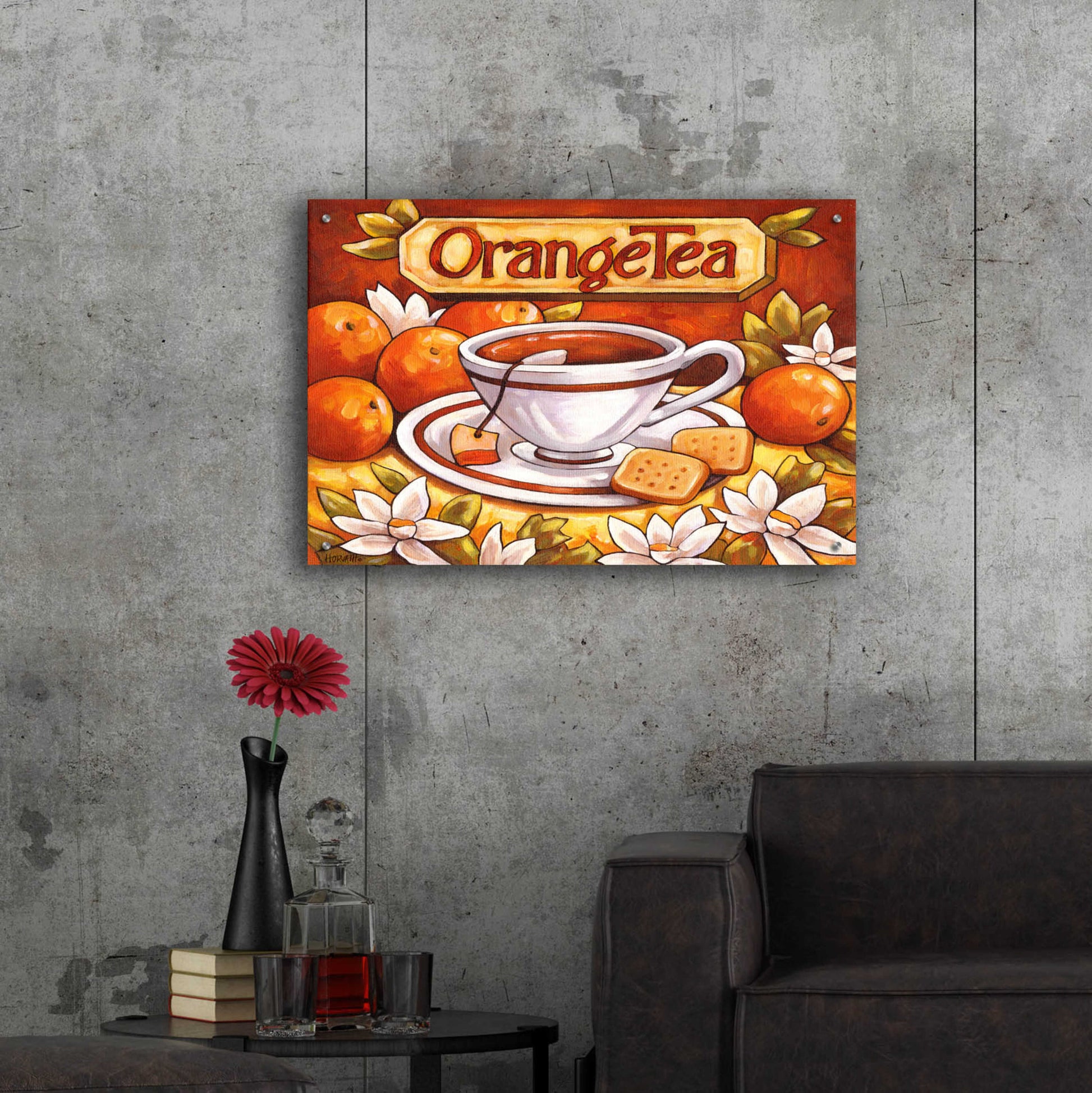 Epic Art 'Tea Time Orange Tea' by Cathy Horvath-Buchanan, Acrylic Glass Wall Art,36x24