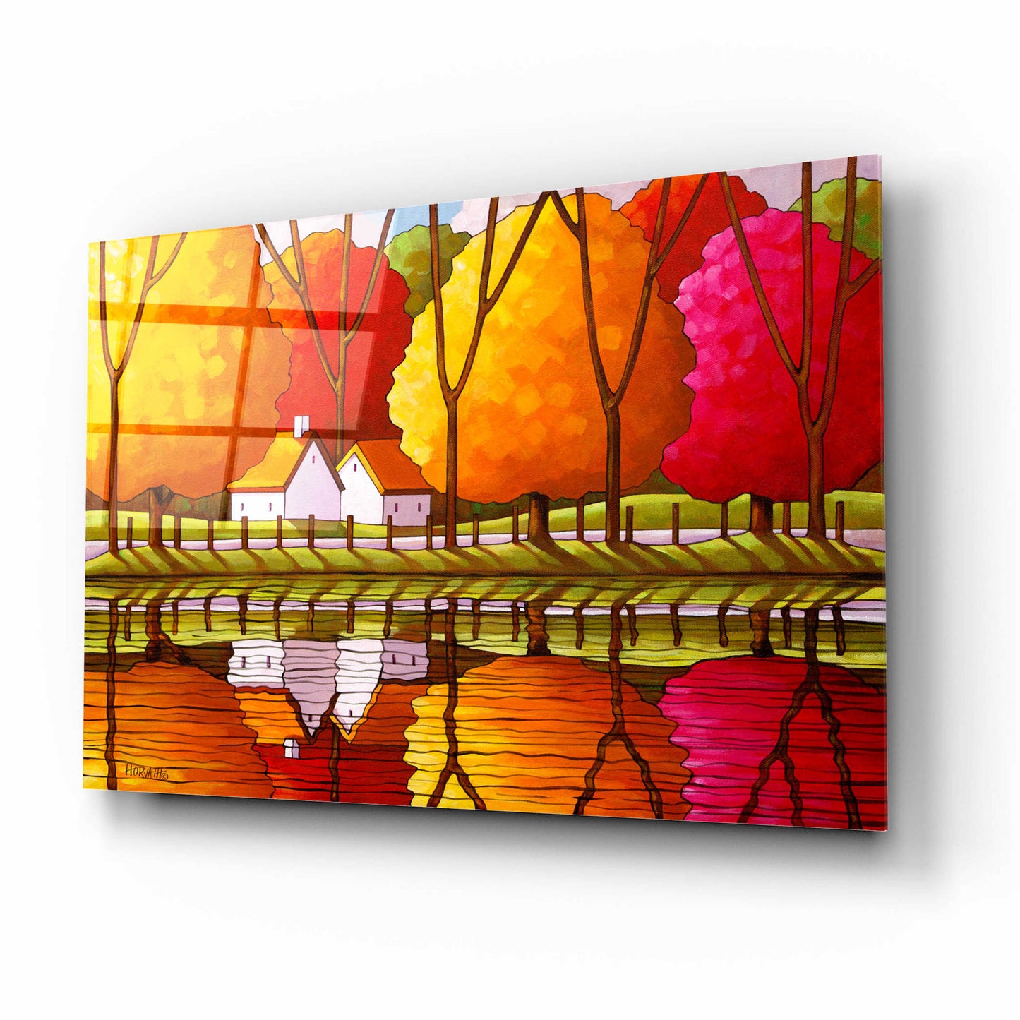 Epic Art 'Roadway Fall Reflection' by Cathy Horvath-Buchanan, Acrylic Glass Wall Art,16x12