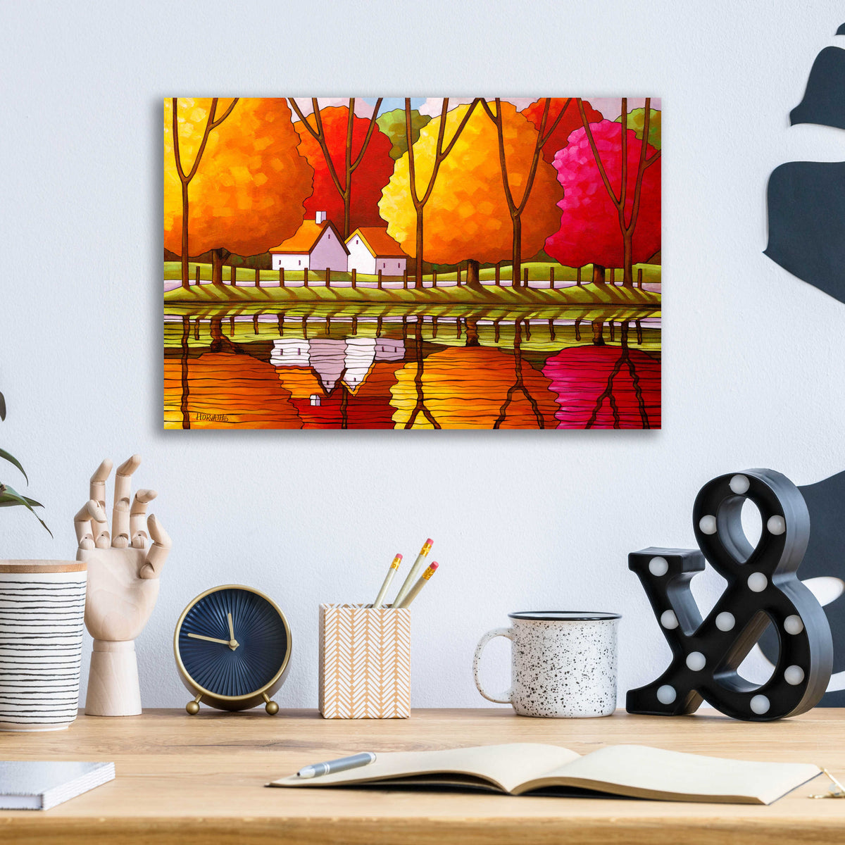 Epic Art 'Roadway Fall Reflection' by Cathy Horvath-Buchanan, Acrylic Glass Wall Art,16x12