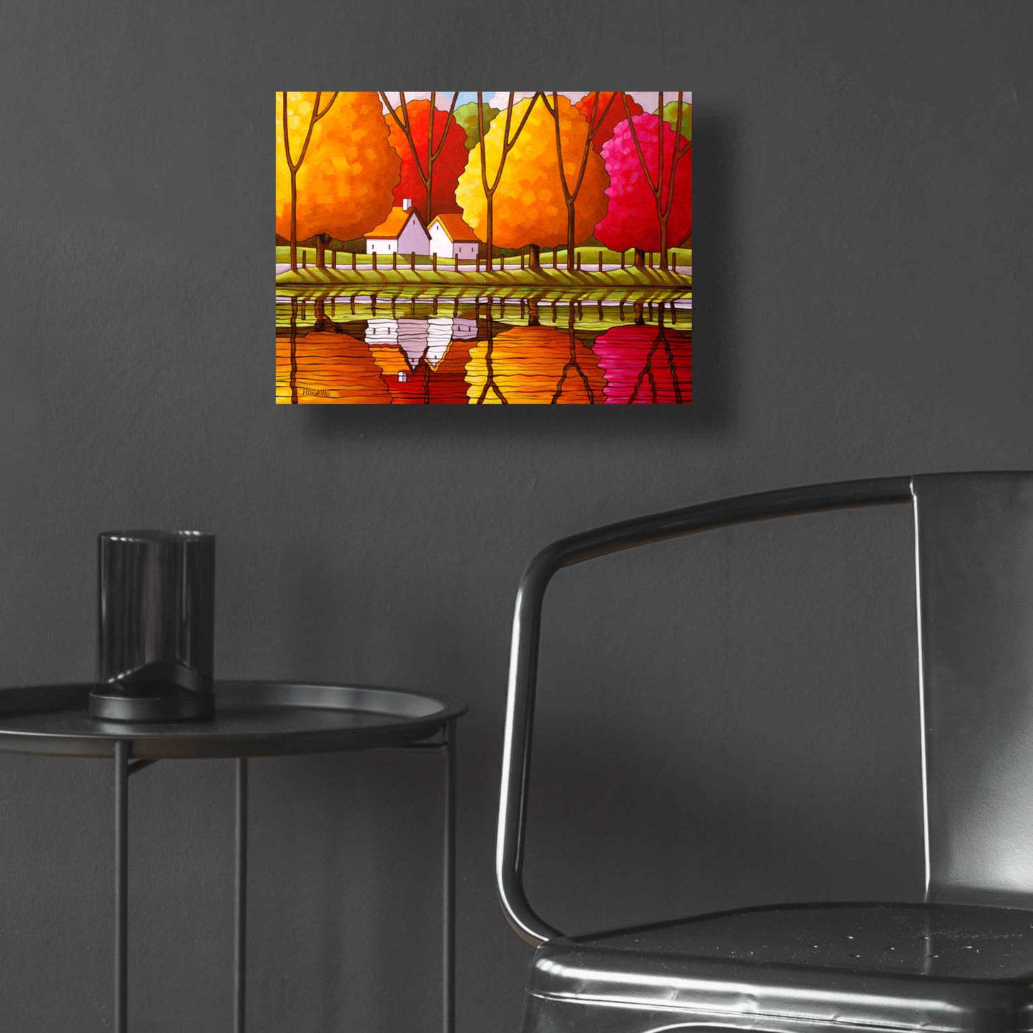 Epic Art 'Roadway Fall Reflection' by Cathy Horvath-Buchanan, Acrylic Glass Wall Art,16x12