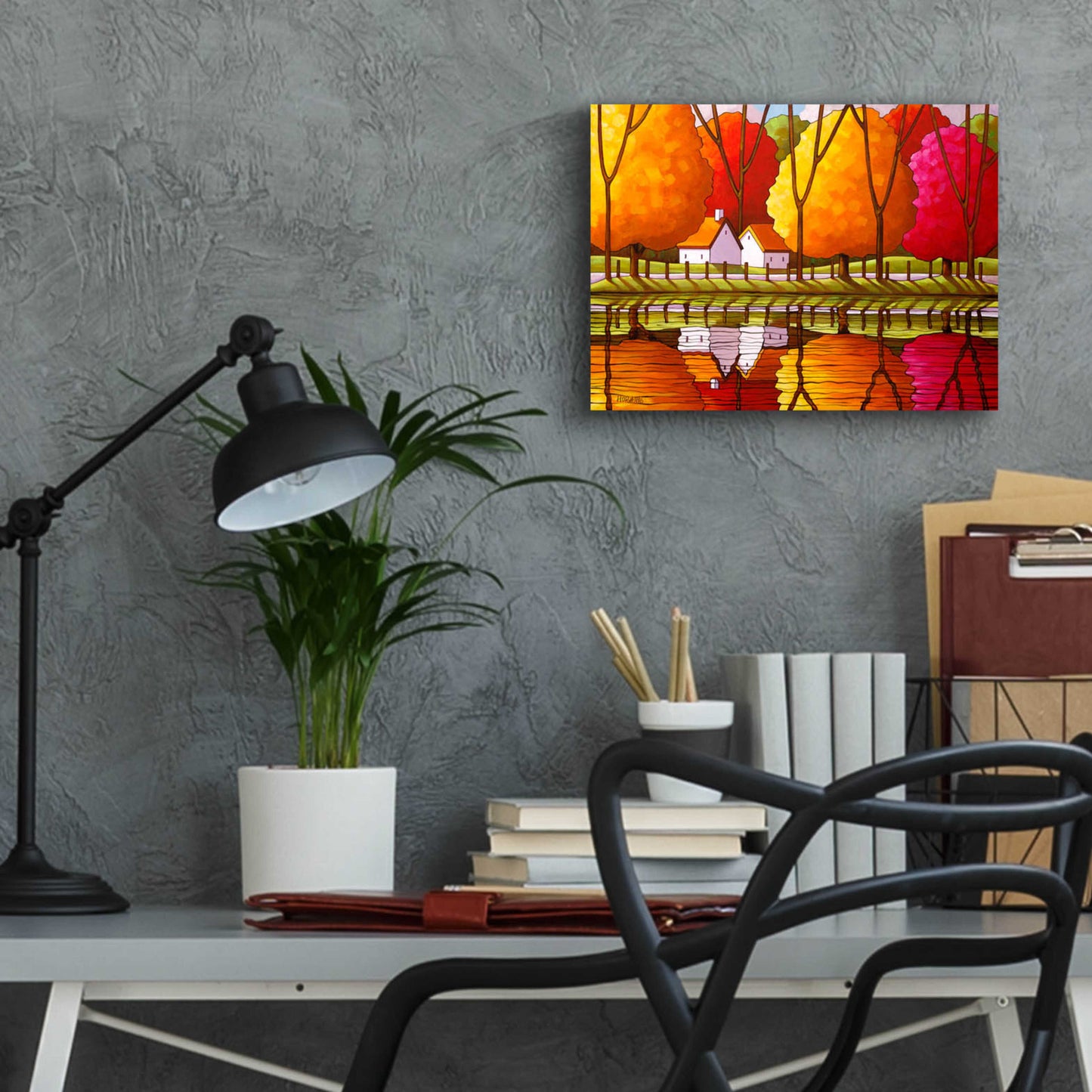 Epic Art 'Roadway Fall Reflection' by Cathy Horvath-Buchanan, Acrylic Glass Wall Art,16x12