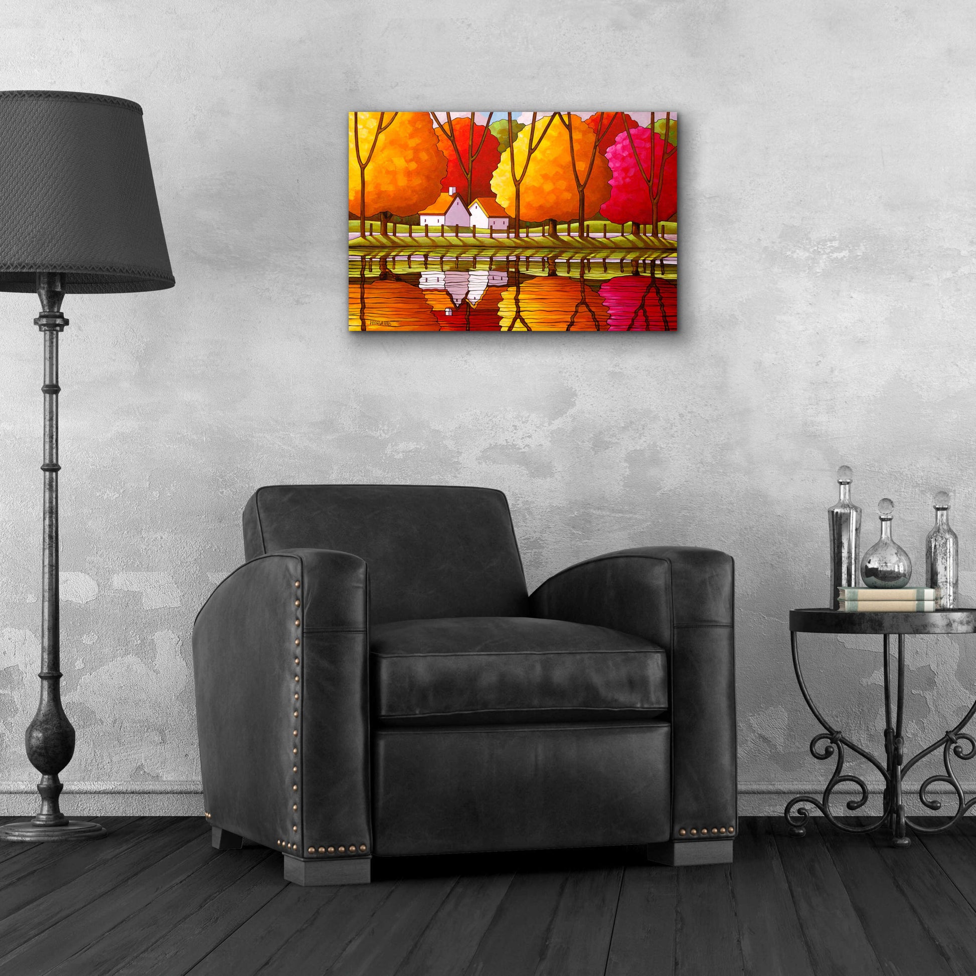 Epic Art 'Roadway Fall Reflection' by Cathy Horvath-Buchanan, Acrylic Glass Wall Art,24x16