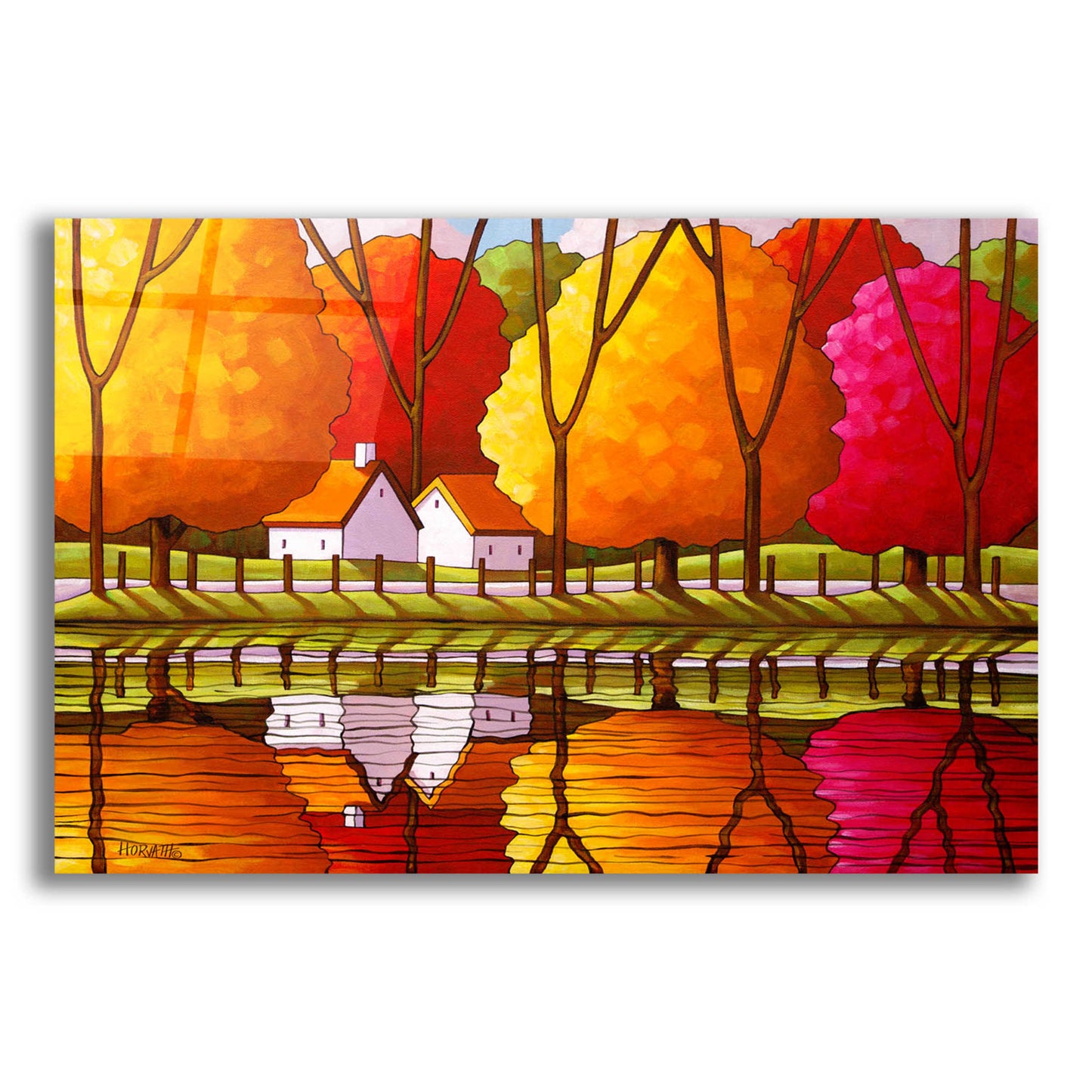 Epic Art 'Roadway Fall Reflection' by Cathy Horvath-Buchanan, Acrylic Glass Wall Art,24x16