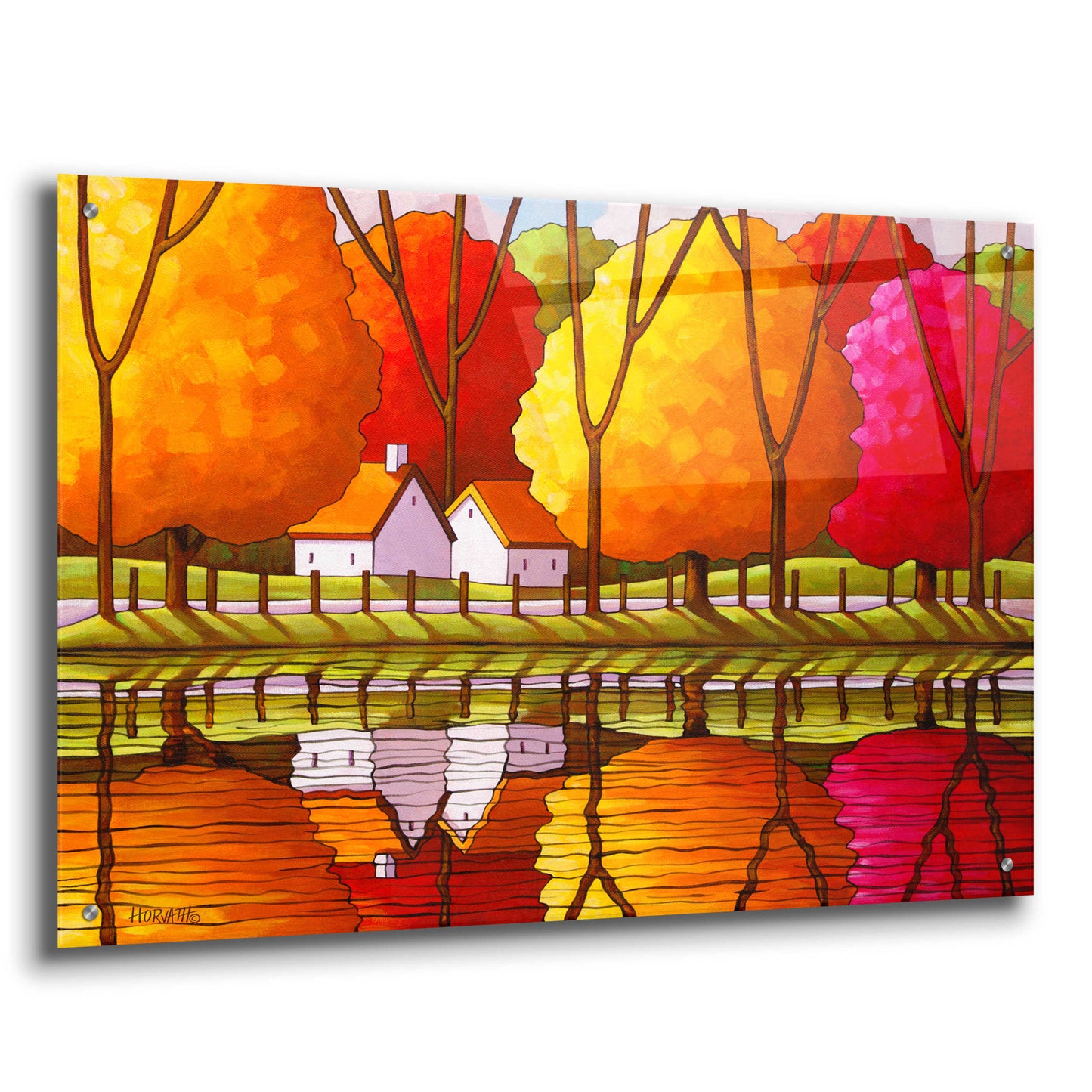 Epic Art 'Roadway Fall Reflection' by Cathy Horvath-Buchanan, Acrylic Glass Wall Art,36x24