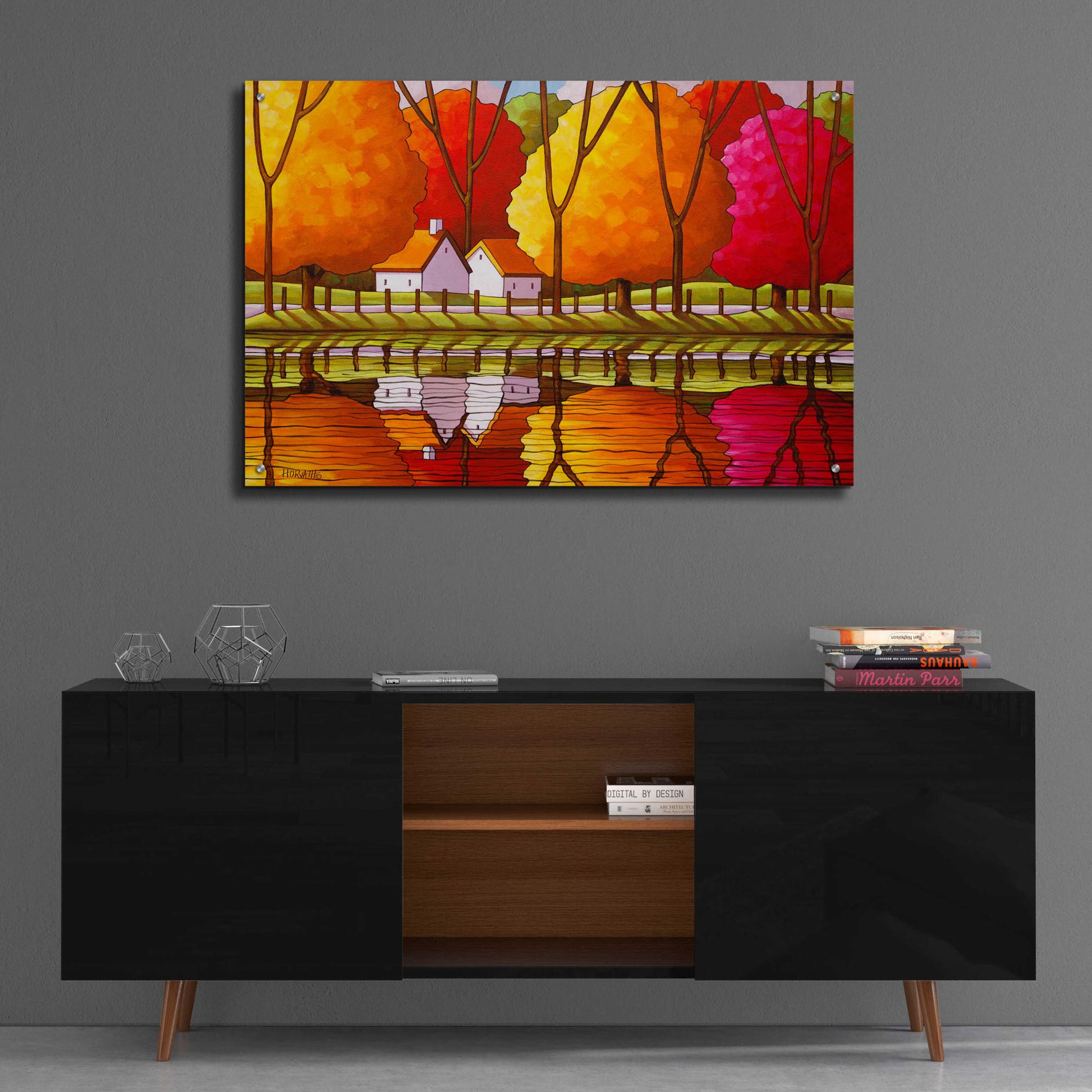 Epic Art 'Roadway Fall Reflection' by Cathy Horvath-Buchanan, Acrylic Glass Wall Art,36x24