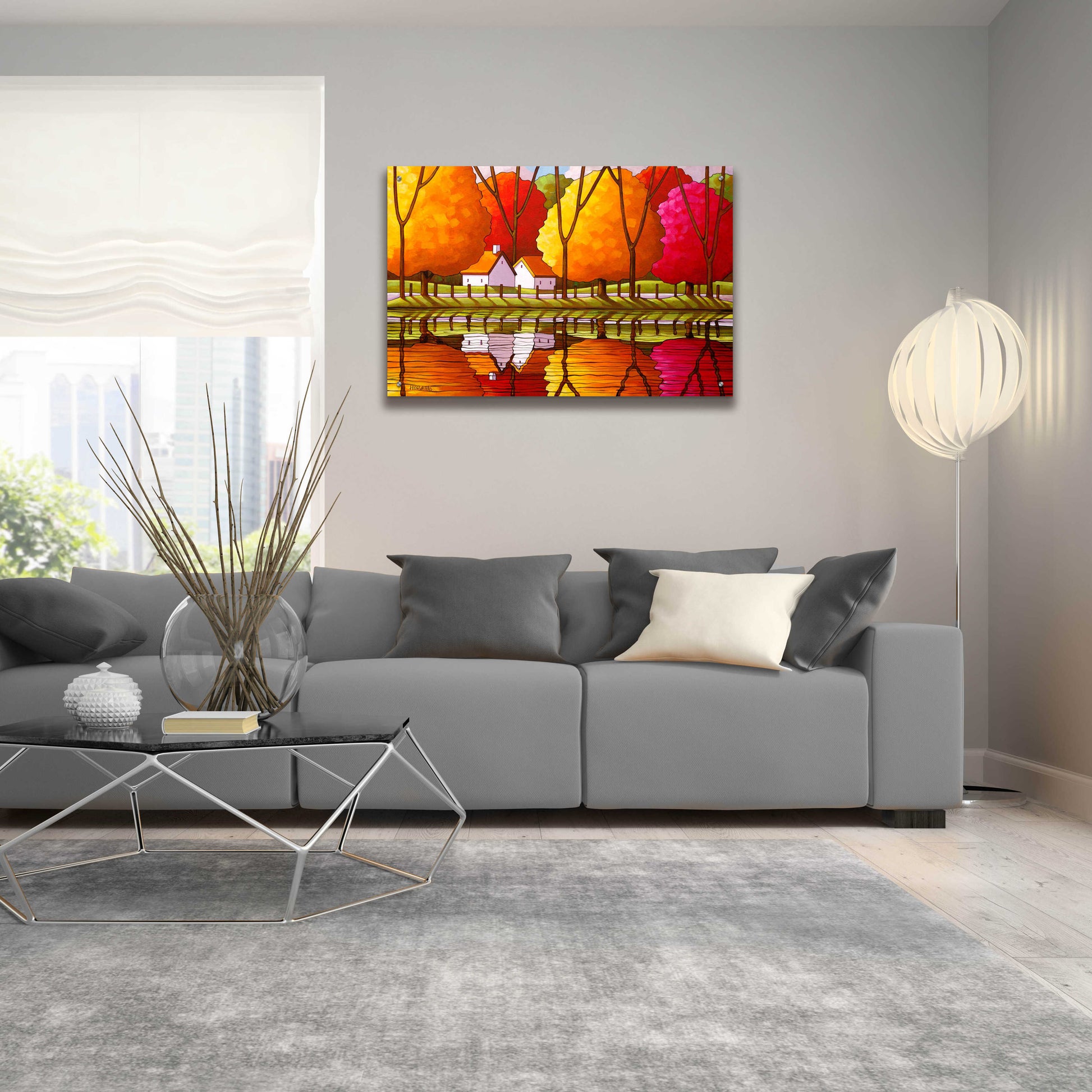 Epic Art 'Roadway Fall Reflection' by Cathy Horvath-Buchanan, Acrylic Glass Wall Art,36x24