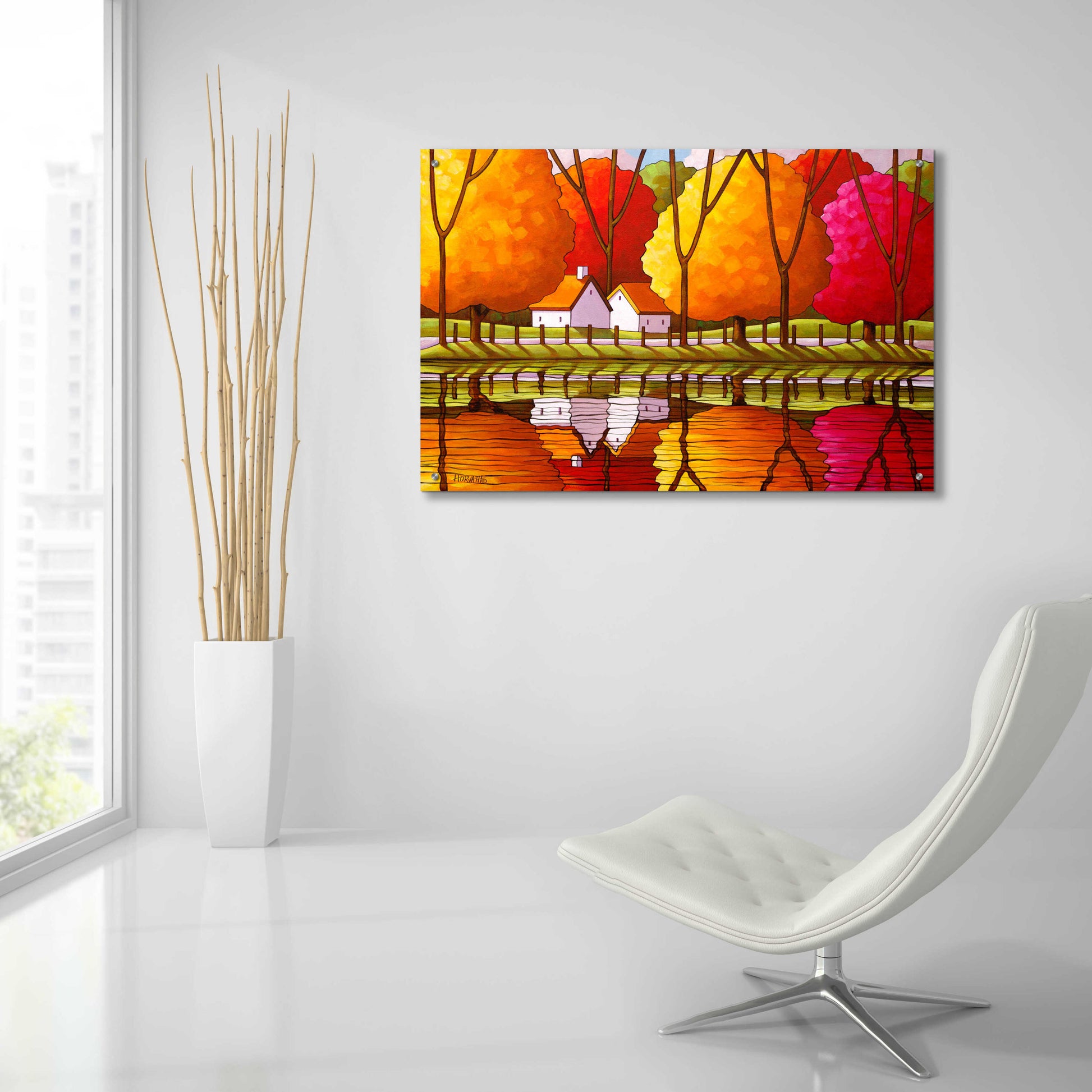 Epic Art 'Roadway Fall Reflection' by Cathy Horvath-Buchanan, Acrylic Glass Wall Art,36x24