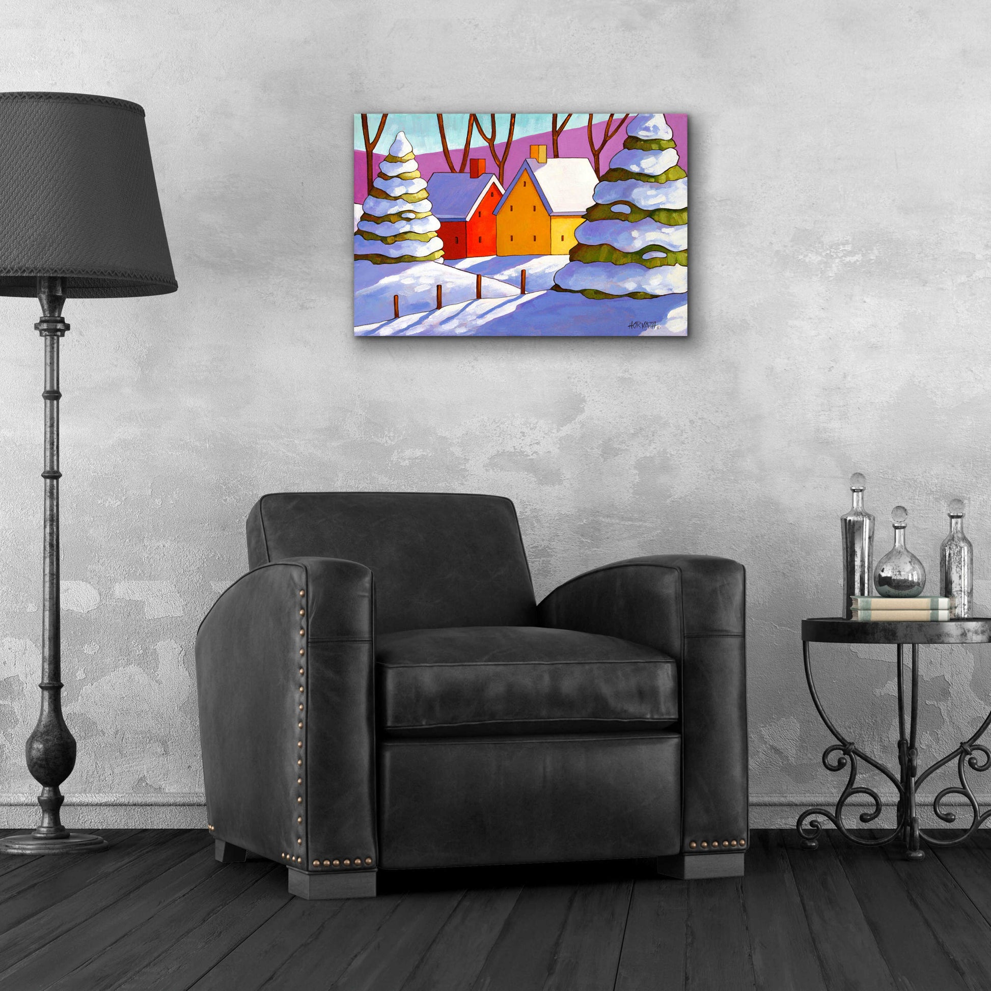 Epic Art 'Snow Houses View' by Cathy Horvath-Buchanan, Acrylic Glass Wall Art,24x16