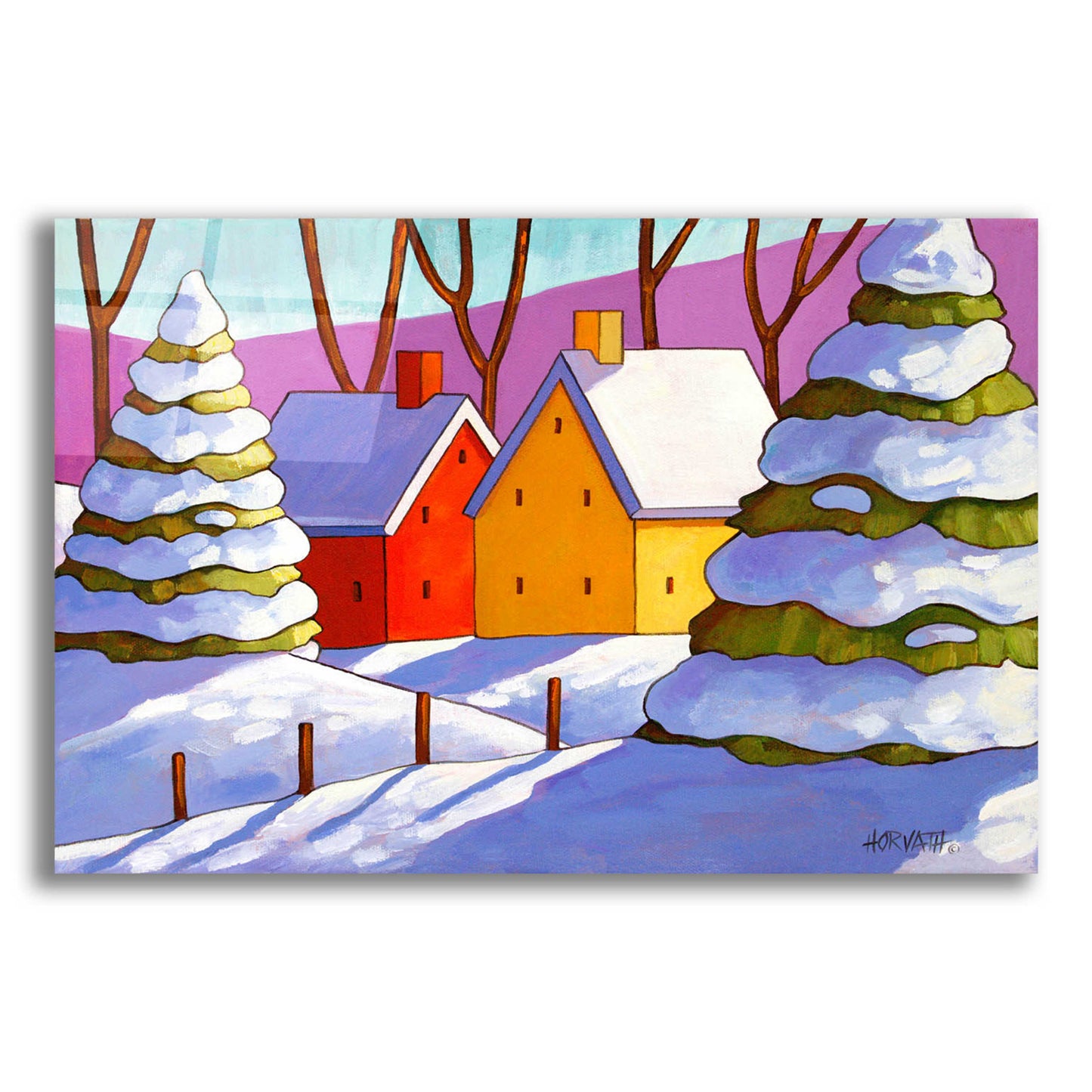 Epic Art 'Snow Houses View' by Cathy Horvath-Buchanan, Acrylic Glass Wall Art,24x16