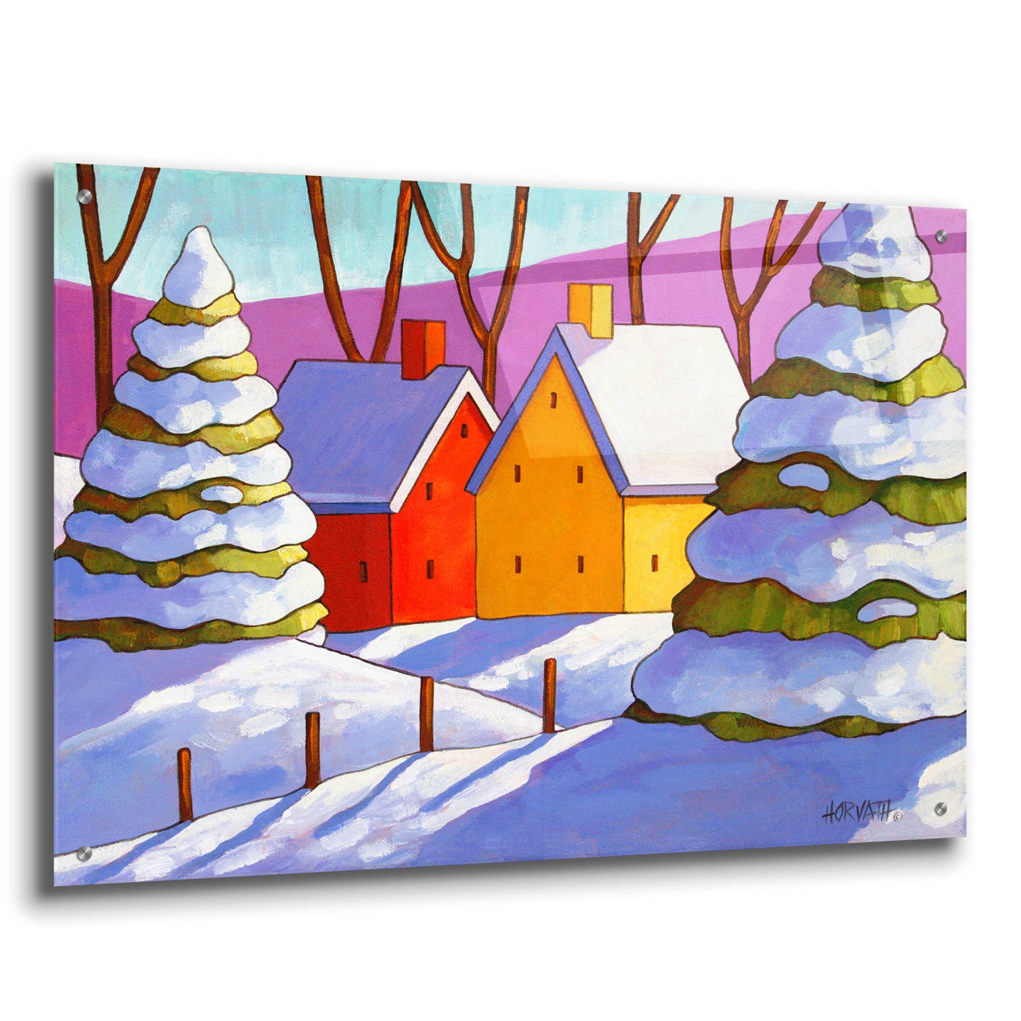 Epic Art 'Snow Houses View' by Cathy Horvath-Buchanan, Acrylic Glass Wall Art,36x24